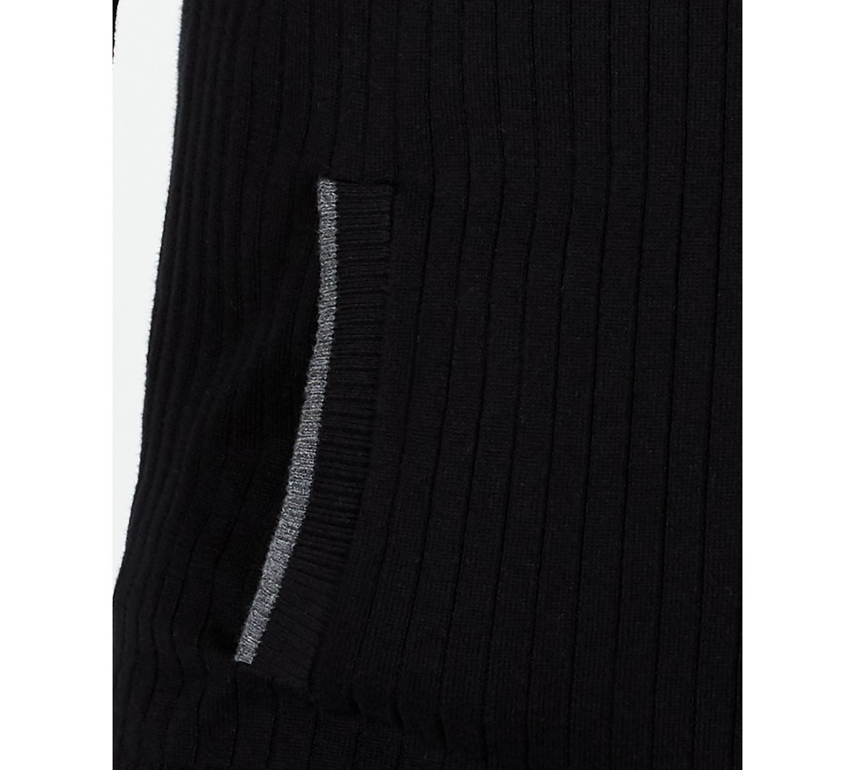 Alfani Ribbed Full-zip Sweater Classic Fit Deep Black