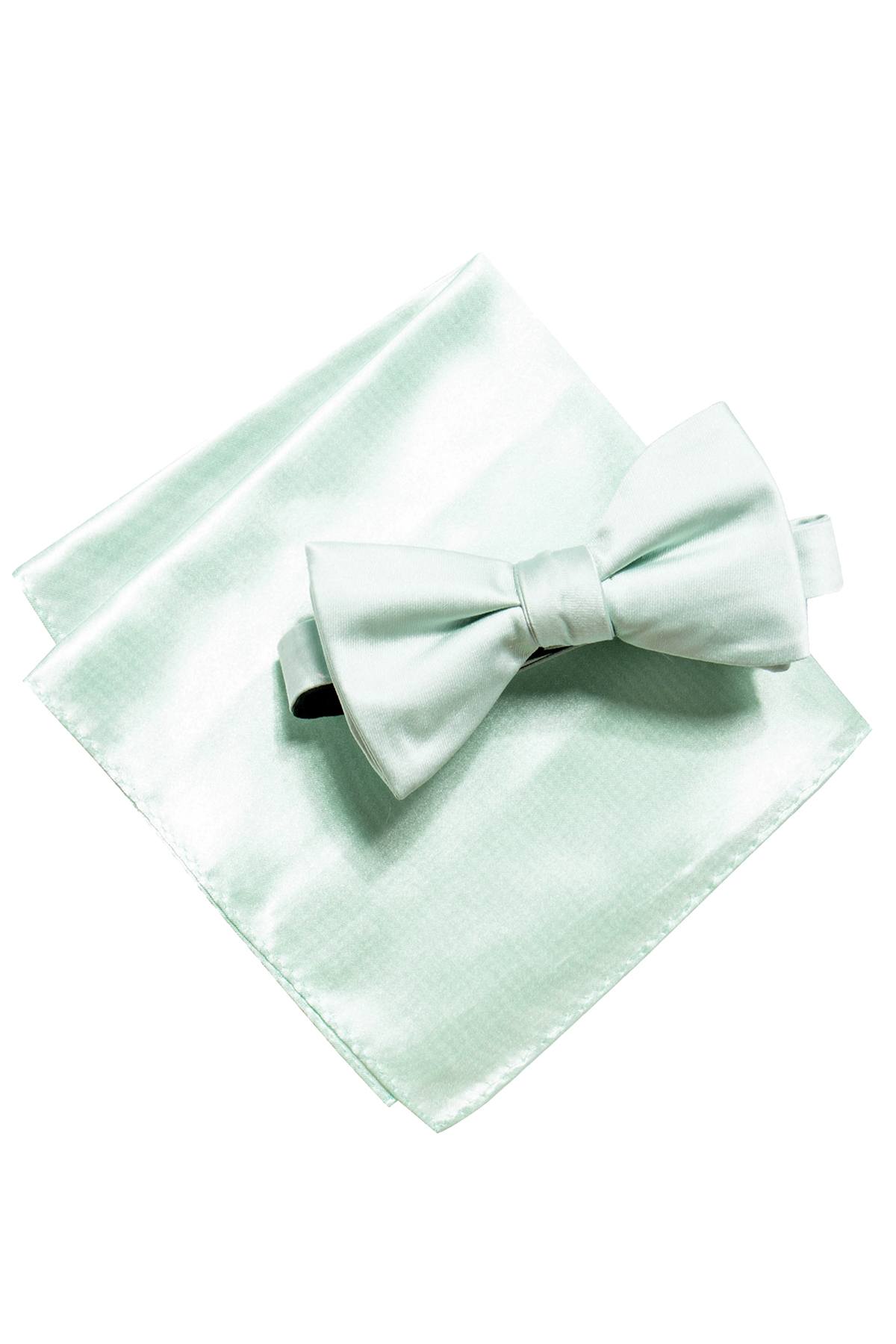 Alfani Sage Solid Satin Bow-Tie & Pocket Square Set