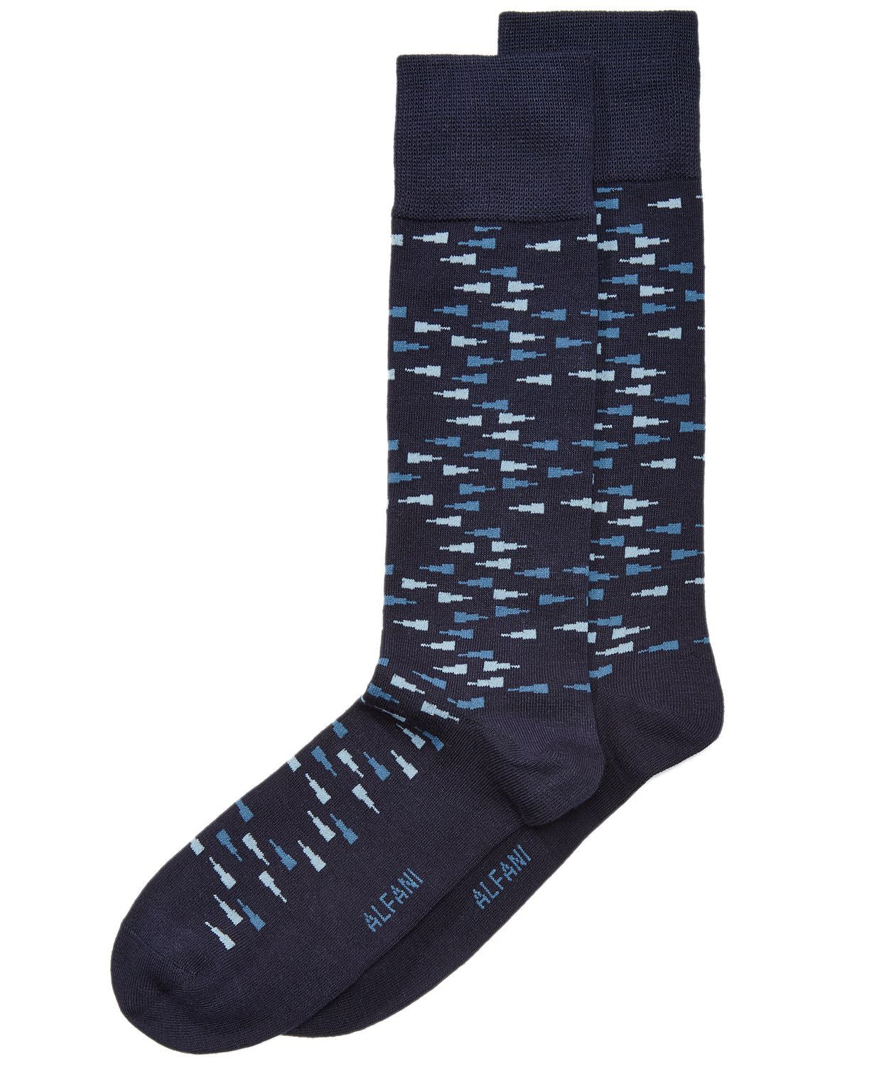 Alfani Scattered Triangles Dress Socks  Blue Navy