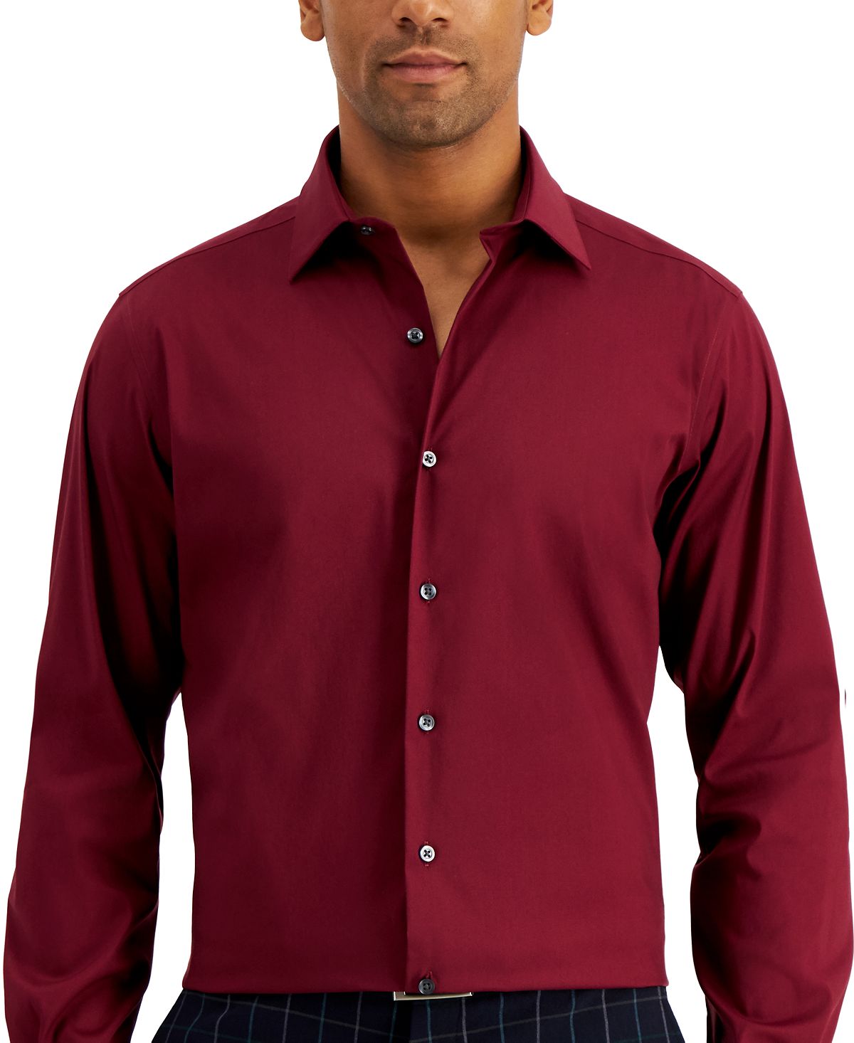 Alfani Slim Fit 2-way Stretch Performance Solid Dress Shirt Tile Red