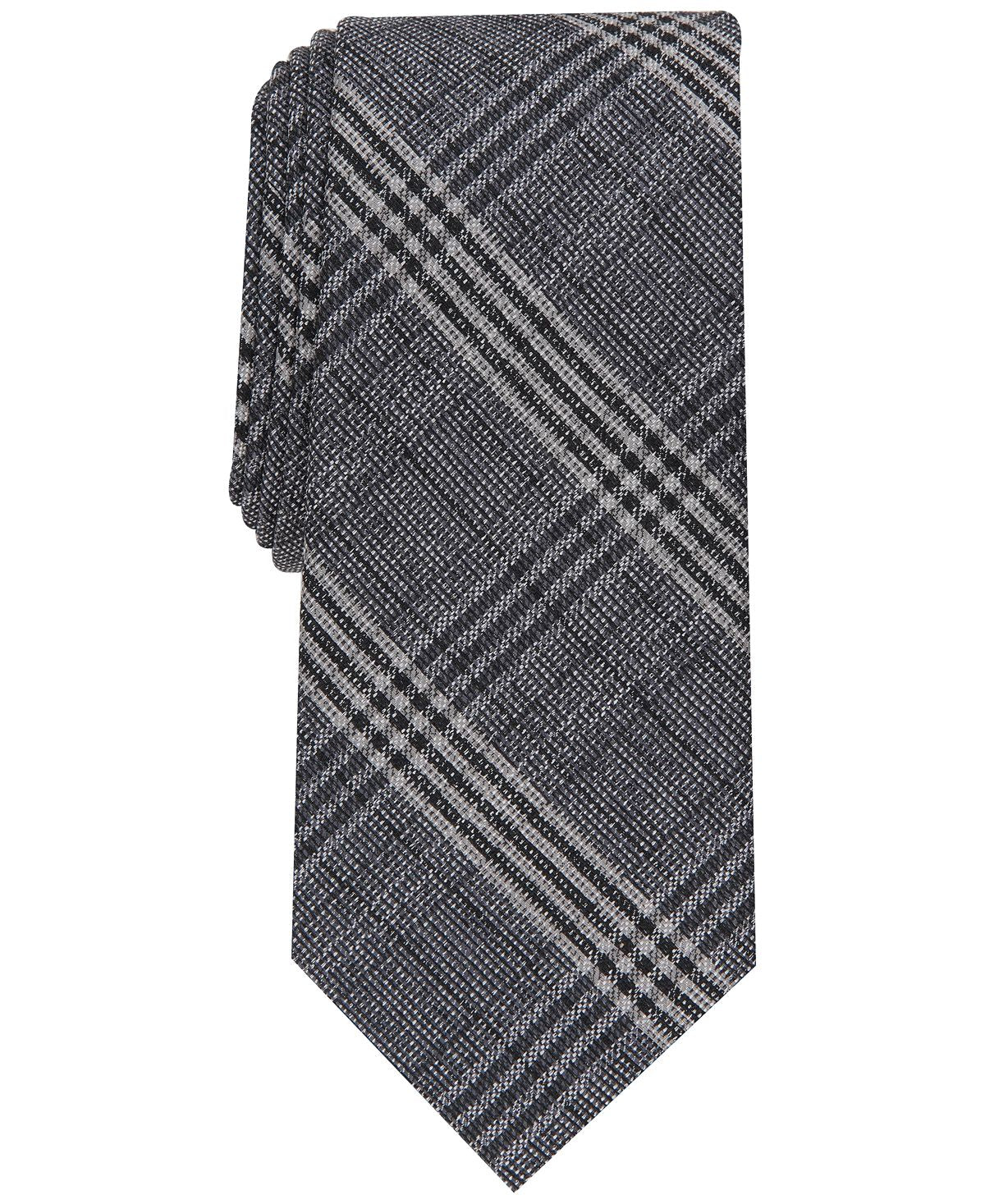 Alfani Slim Plaid Tie Black