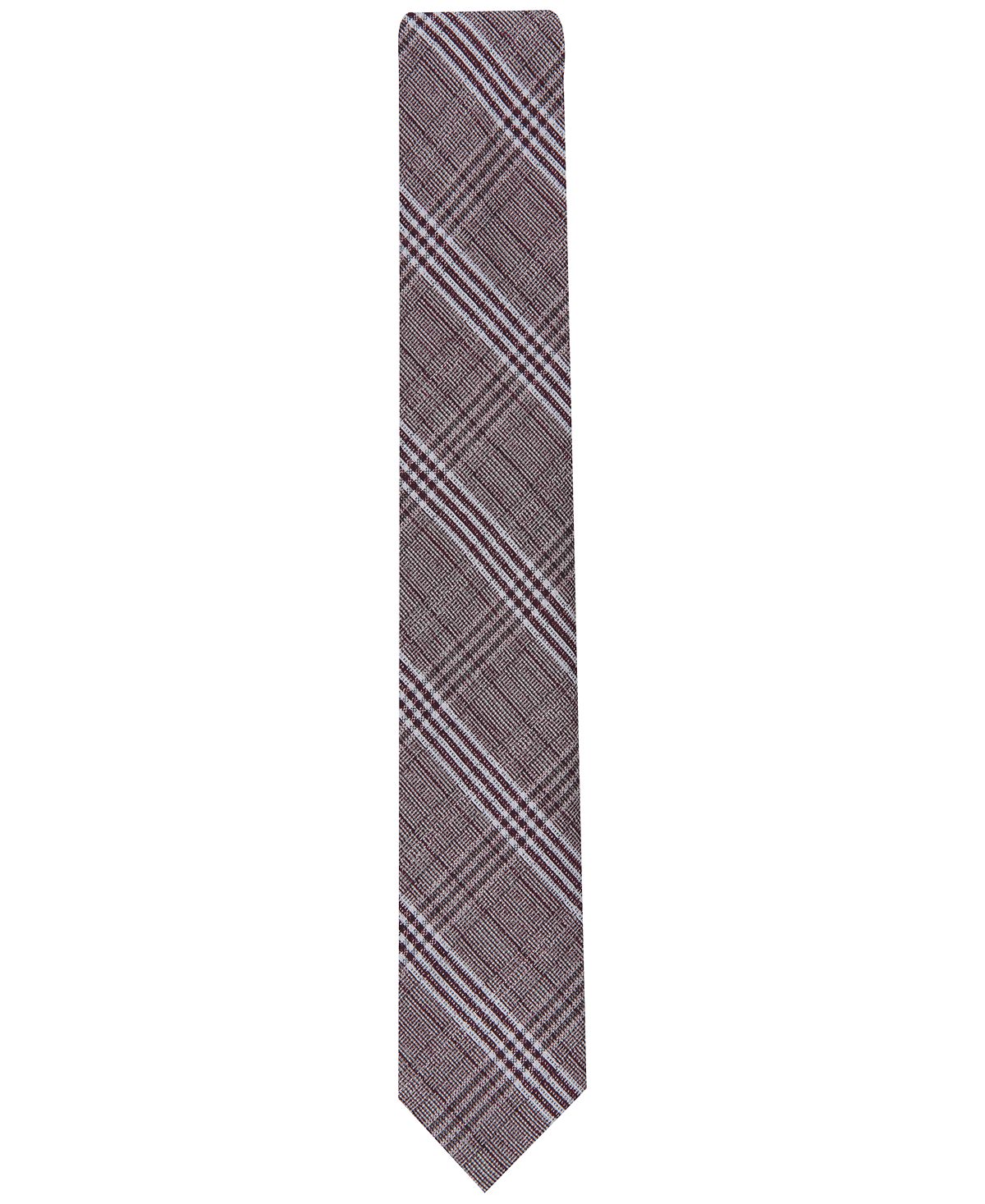 Alfani Slim Plaid Tie Charcoal