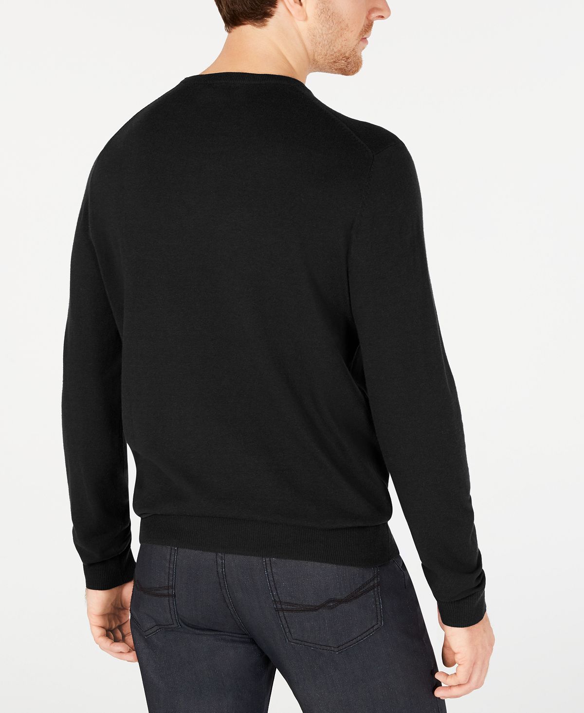 Alfani Solid Crewneck Sweater Deep Black