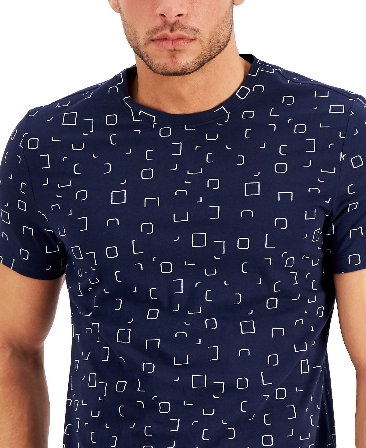 Alfani Square Graphic T-shirt Neo Navy