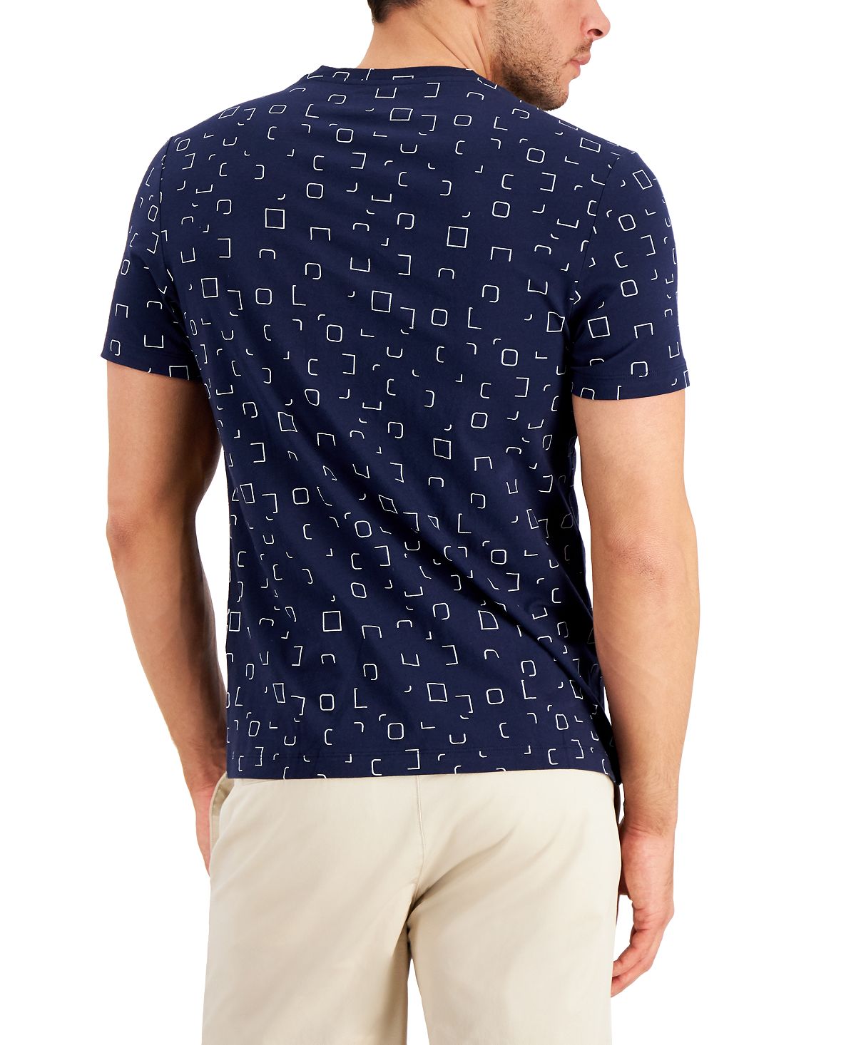 Alfani Square Graphic T-shirt Neo Navy