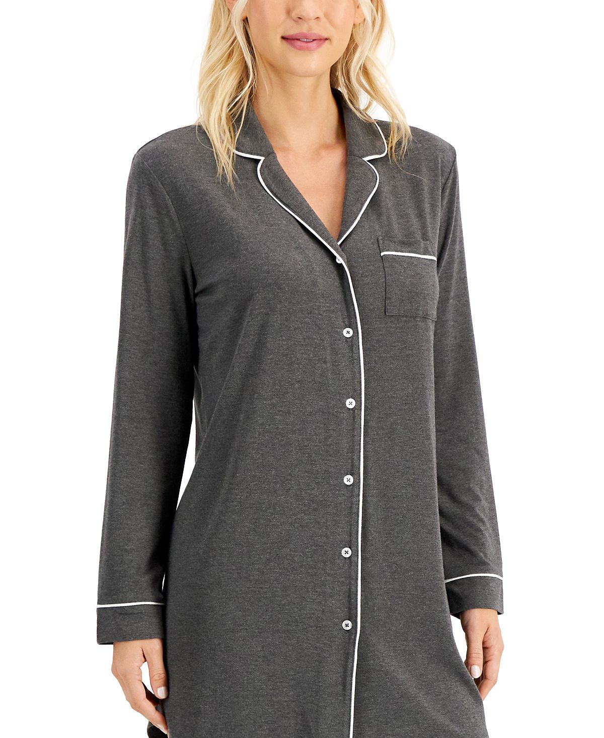 Alfani Super-soft Modal Basic Sleep Shirt Hy Charcoal