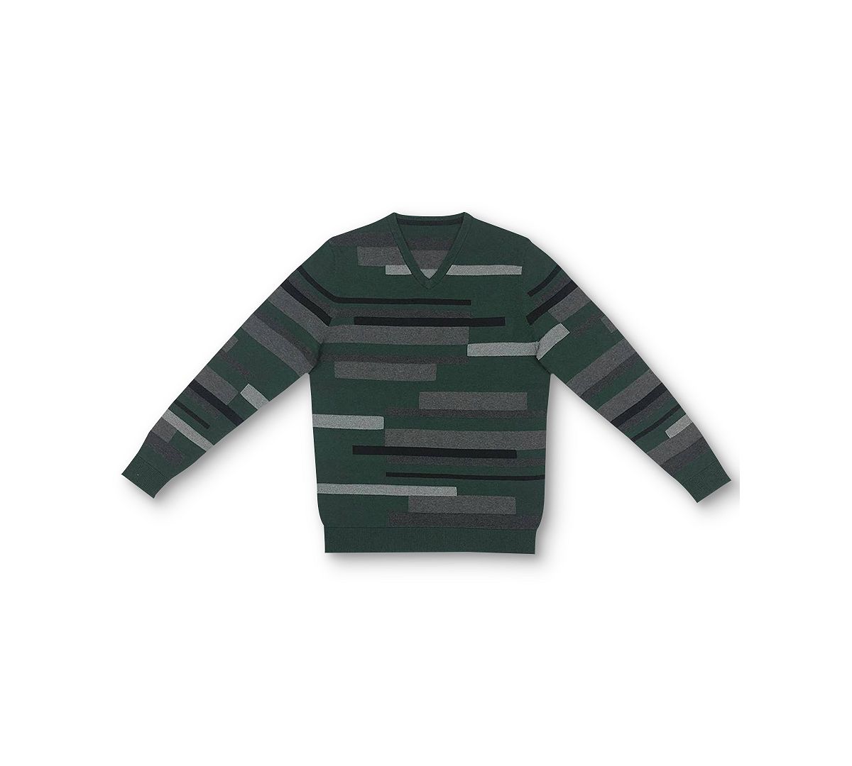 Alfani Textured Striped V-neck Sweater Dense Green