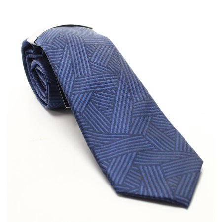 Alfani Ties Dover Abstract Patterned Men's Silk Knit Skinny Neck Tie Not Applicable Blue