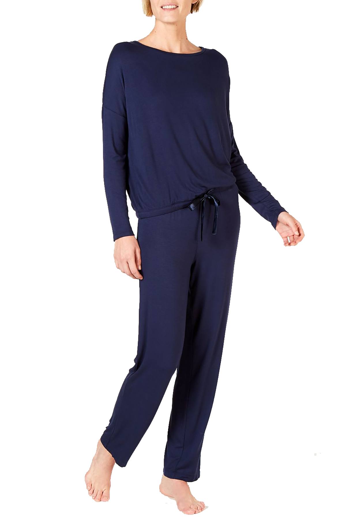 Alfani Ultra Soft Long Sleeve Top And Pant Set in Ink Blue