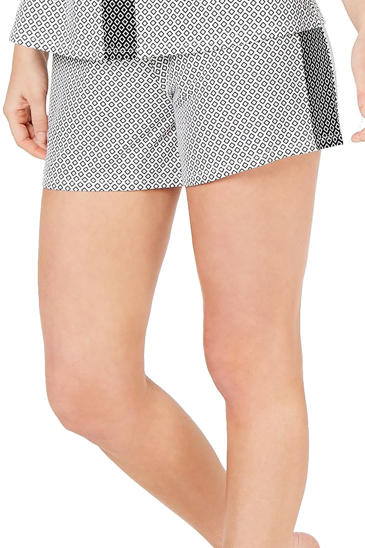 Alfani Ultra Soft Positive/Negative Side Stripe Printed Short in Diamond Geometric White