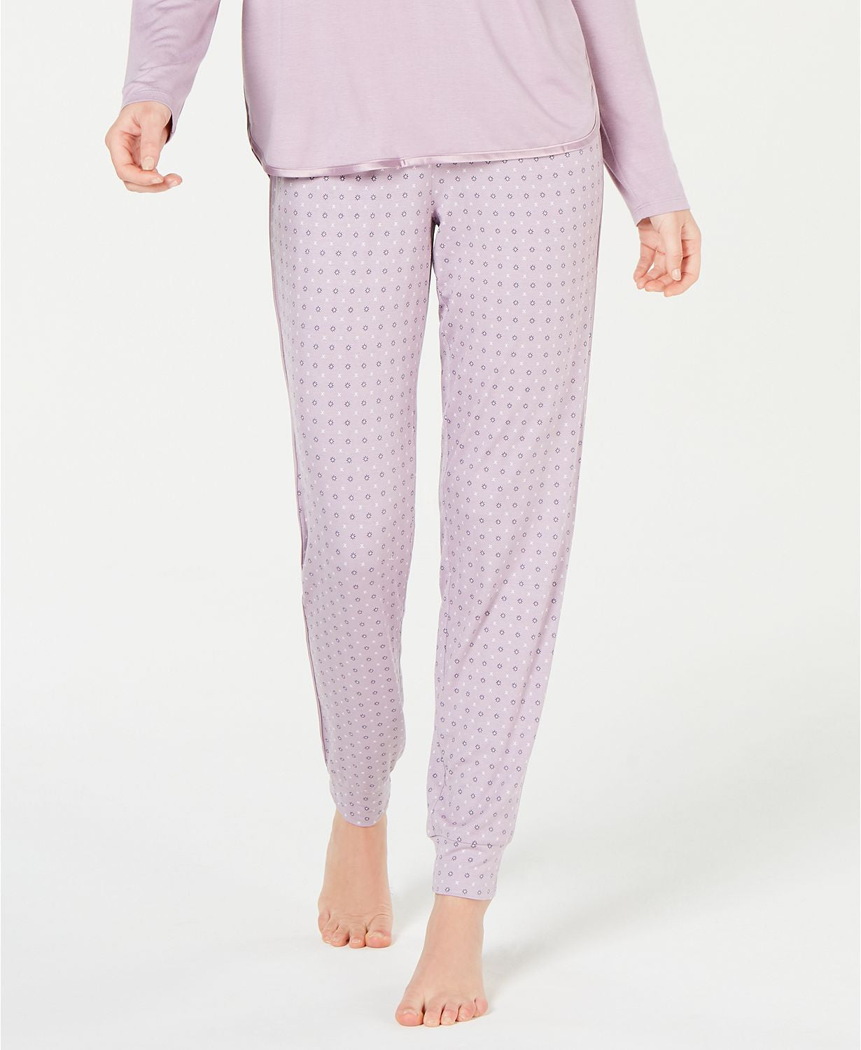 Alfani Ultra Soft Satin Trim Jogger Pant in Lavender Jewel