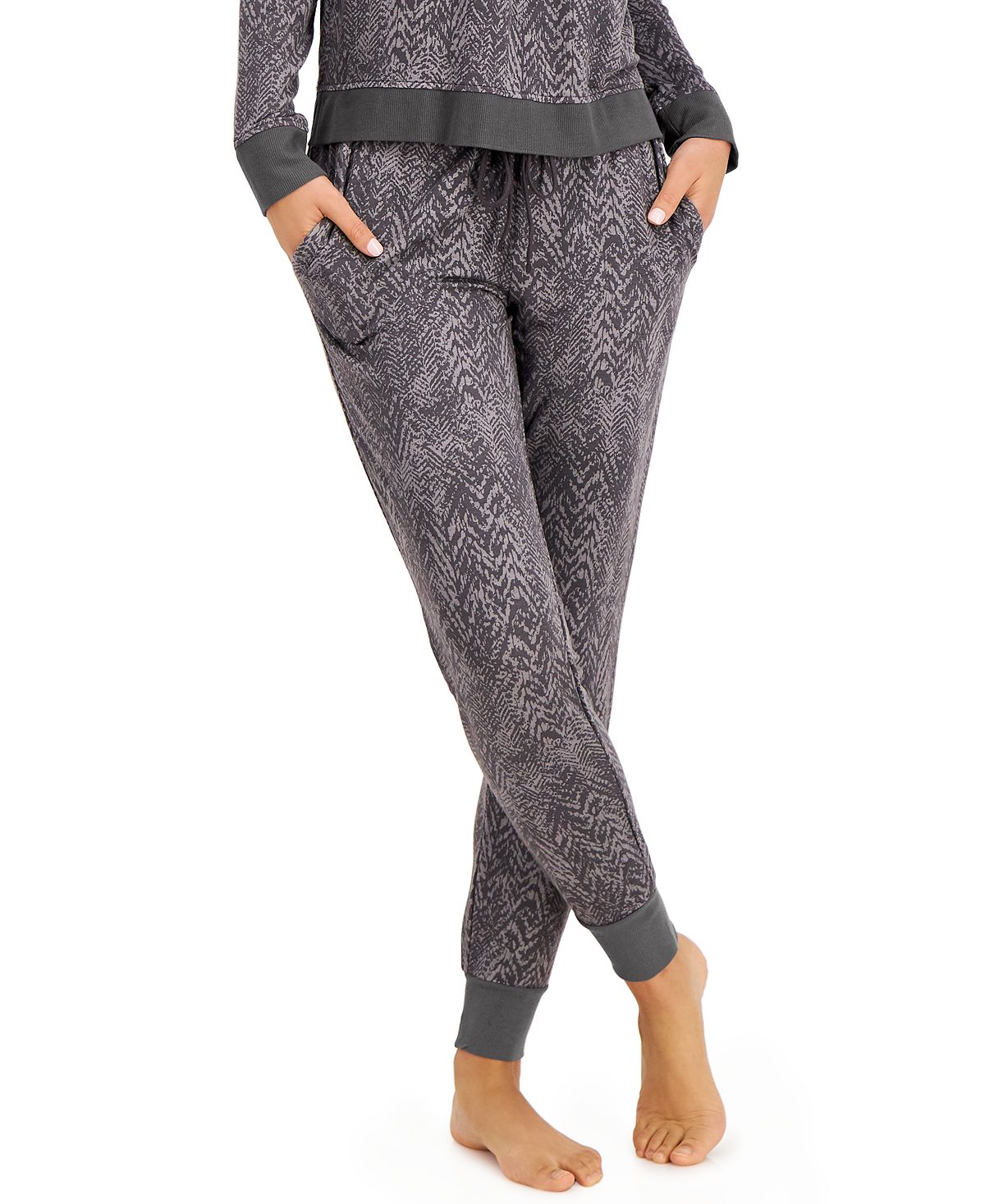 Alfani Ultra-soft Jogger Pajama Pants Grey Texture