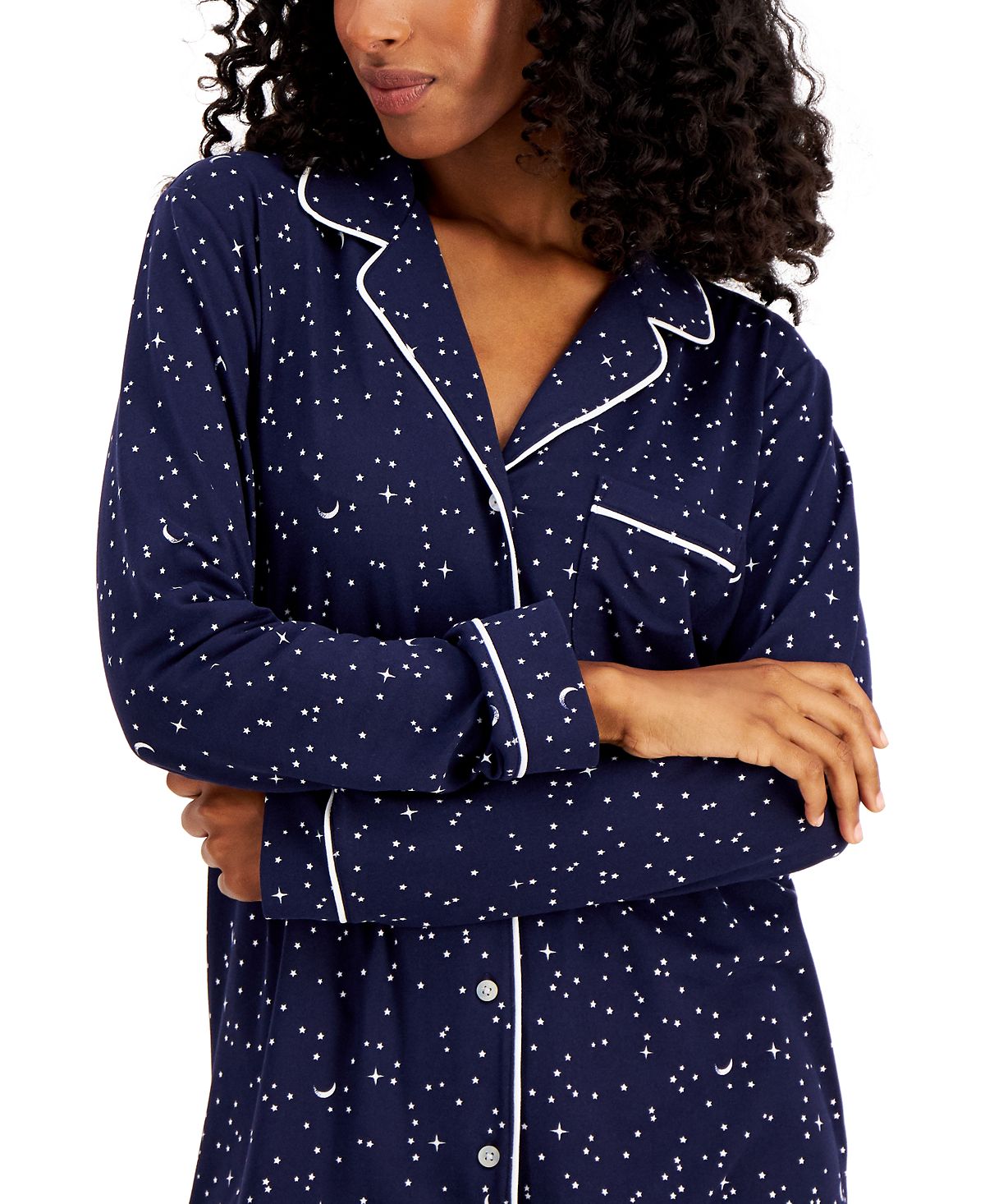 Alfani Wo Ultra-soft Printed Pajama Set Blue Night Sky