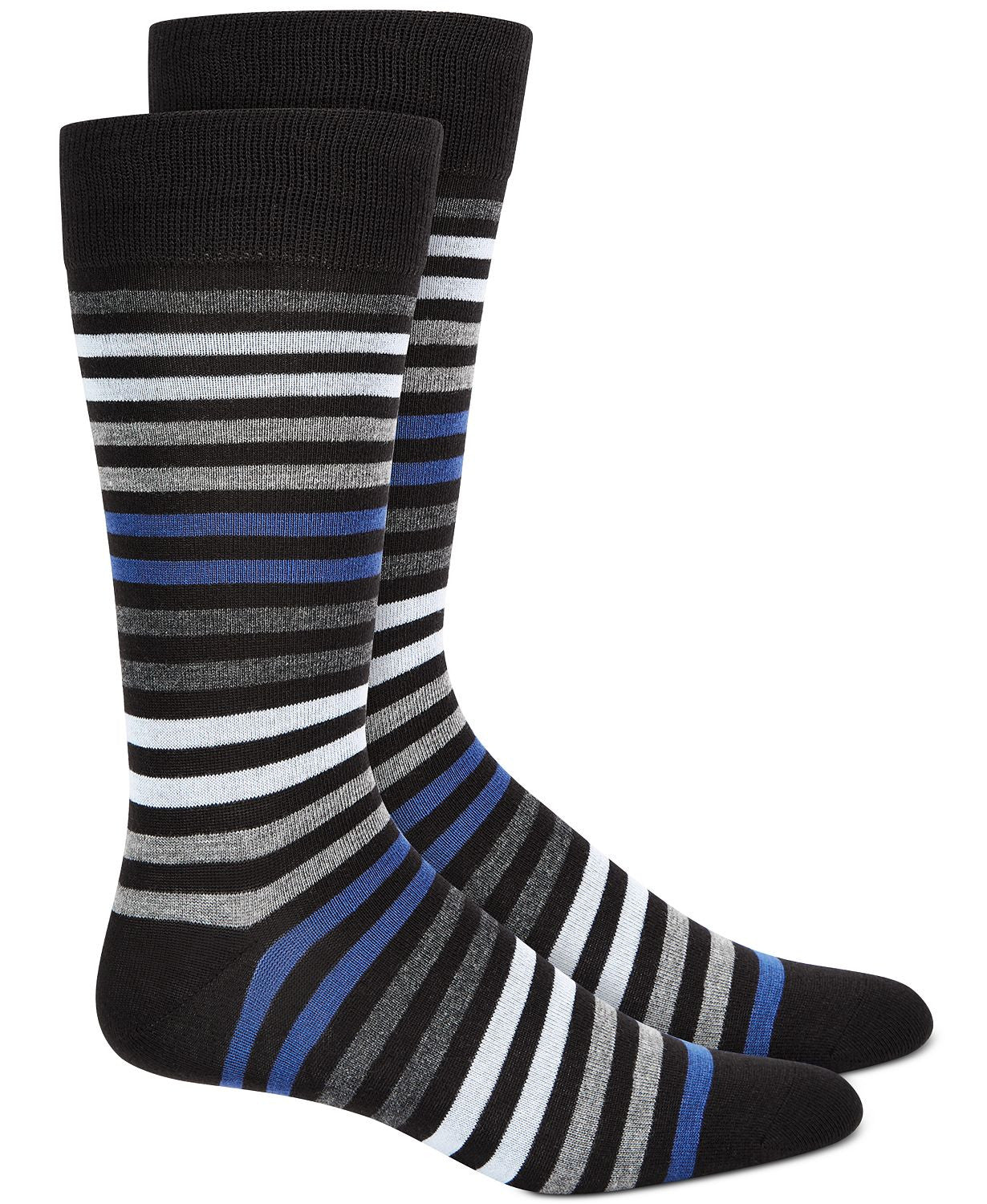 Alfatech By Alfani Striped Dress Socks  Navy