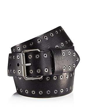 Allsaints Men's Eyelet Stud Leather Belt Black