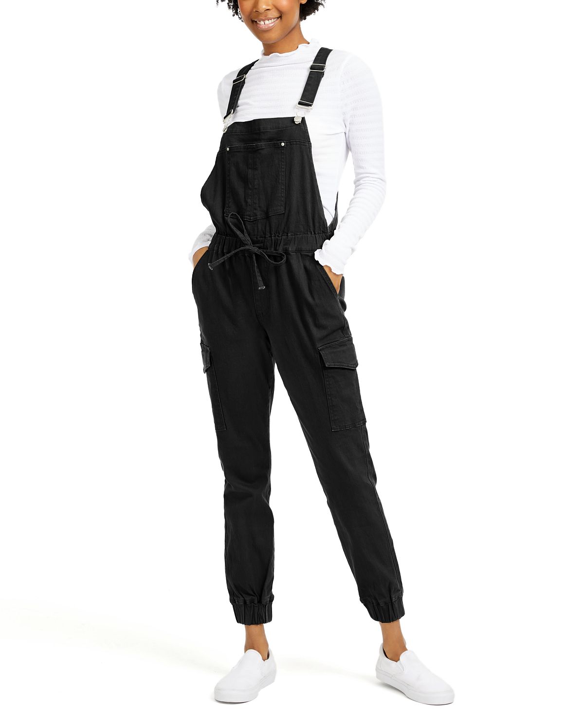 Almost Famous Juniors' Jogger Overalls Black