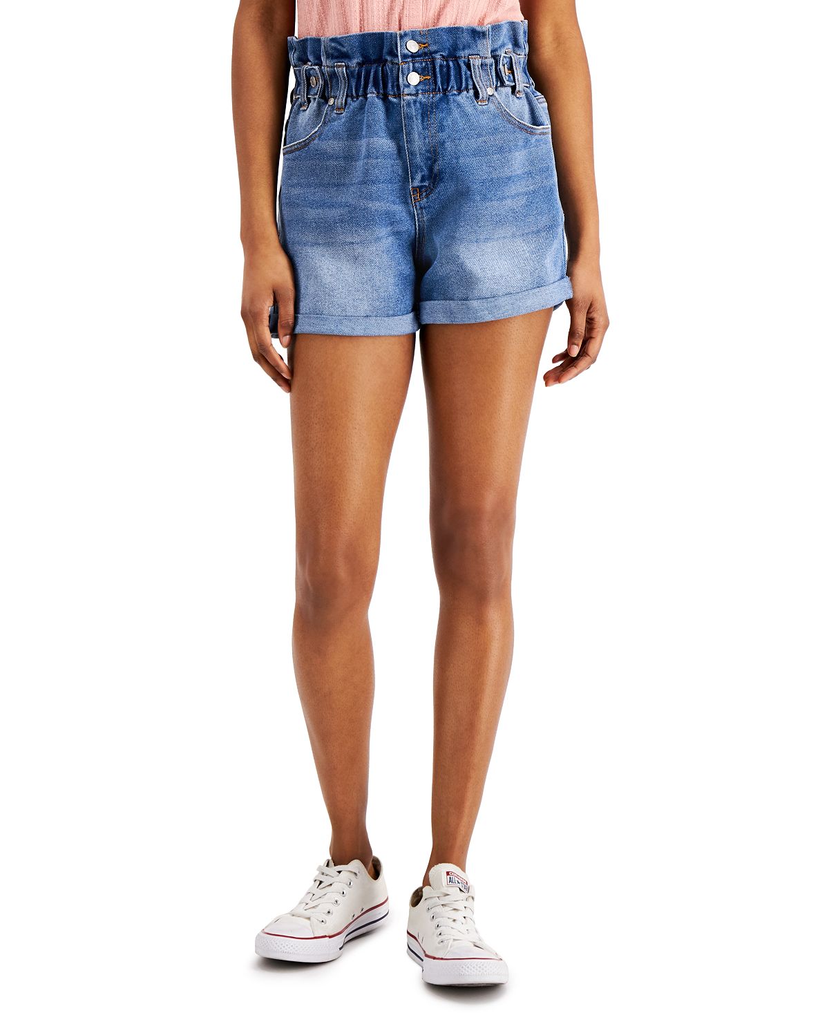 Almost Famous Ynq Denim Cuffed Ripped Shorts Medium Wash