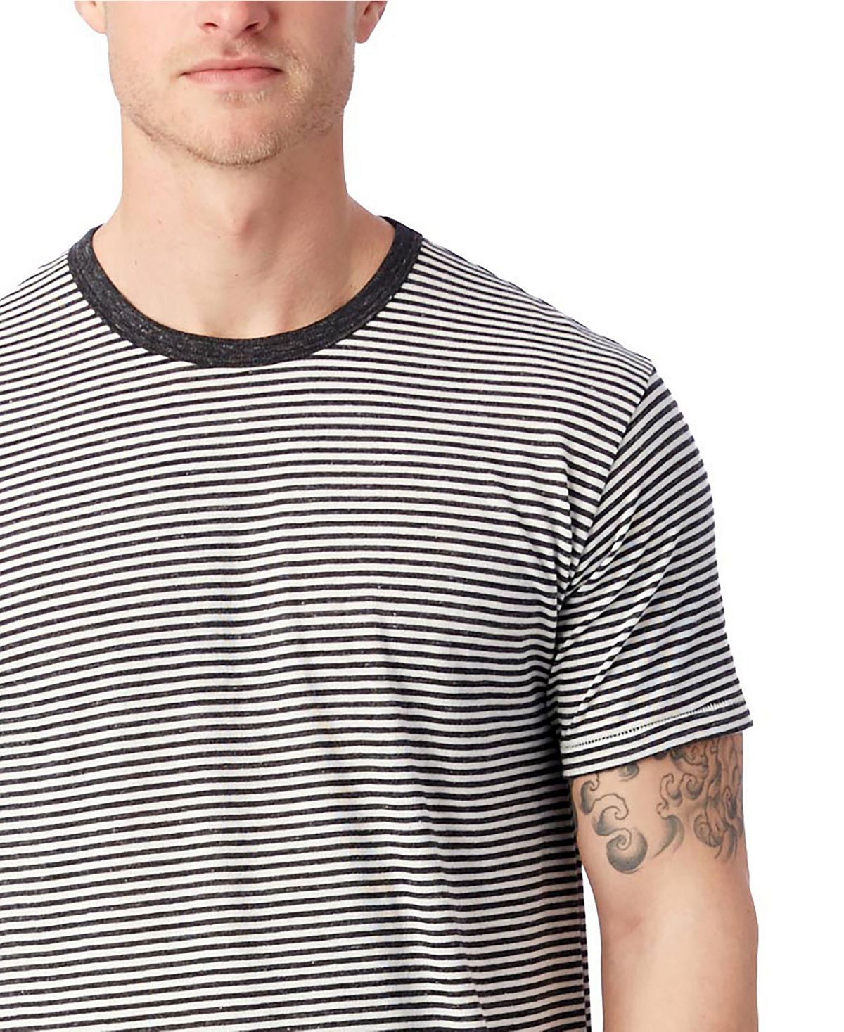 Alternative Apparel Striped Crew T-shirt Black