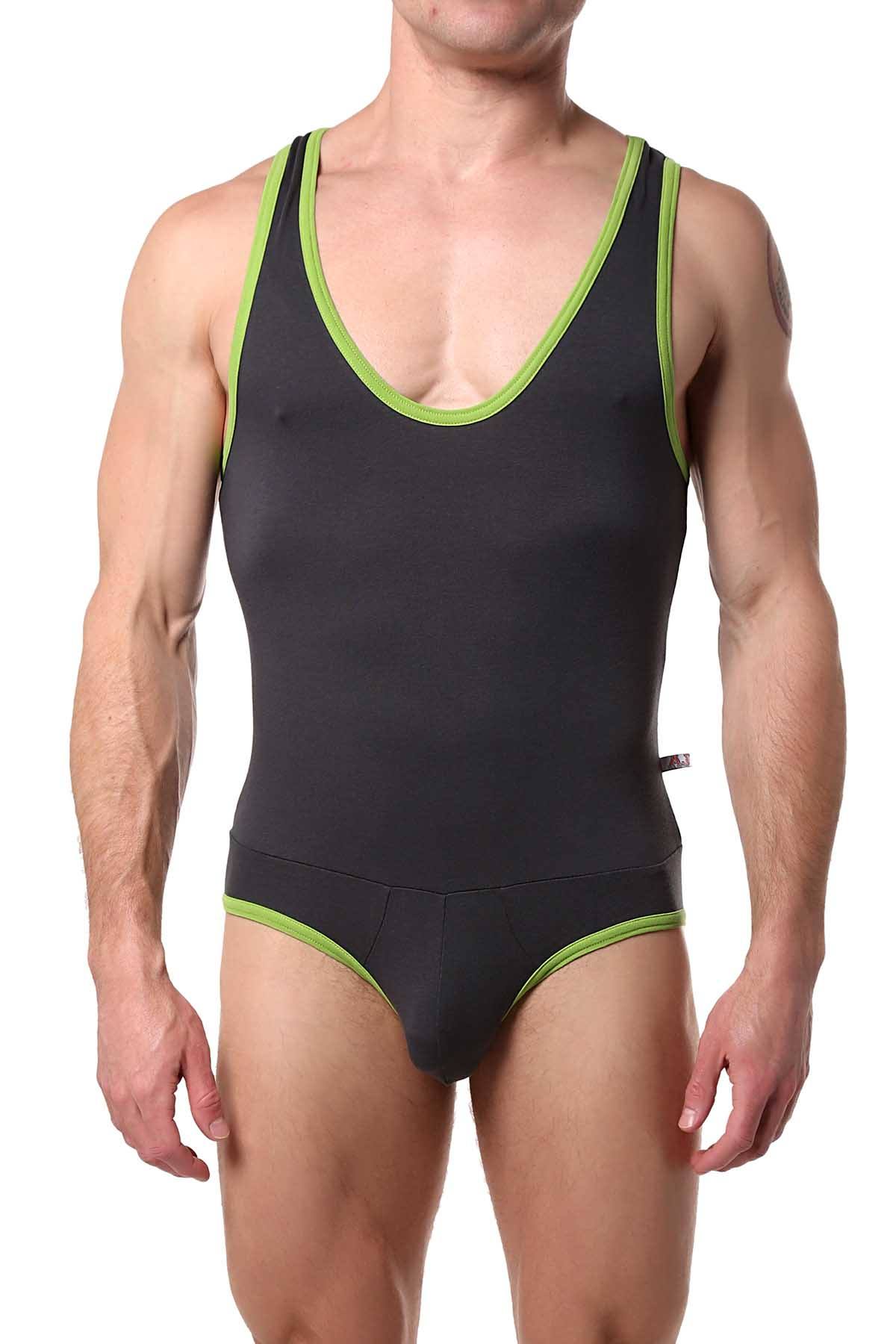 American Jock Charcoal/Lime Endurance Jock-Singlet