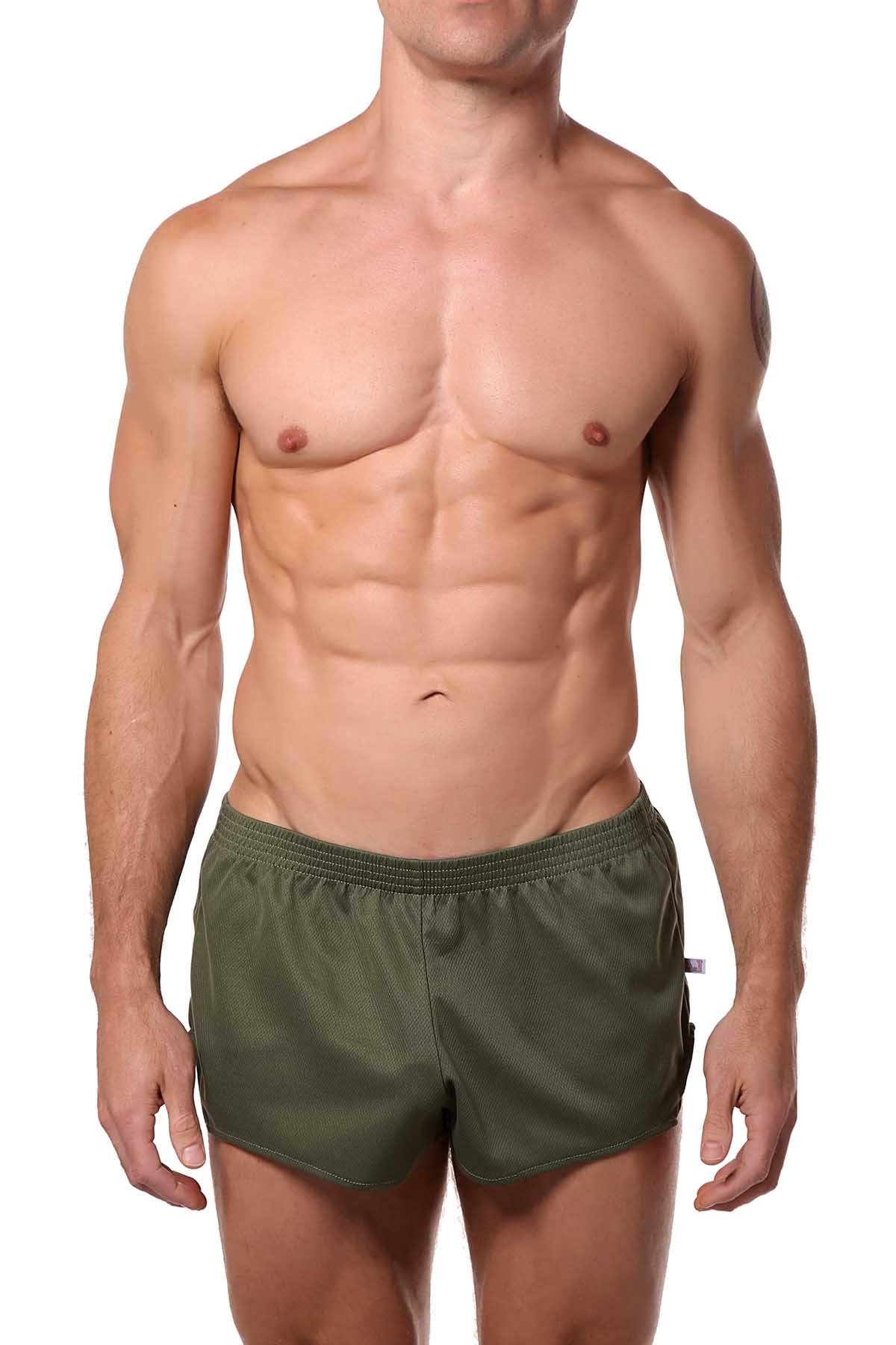 American Jock Olive-Green Sprint Running Short