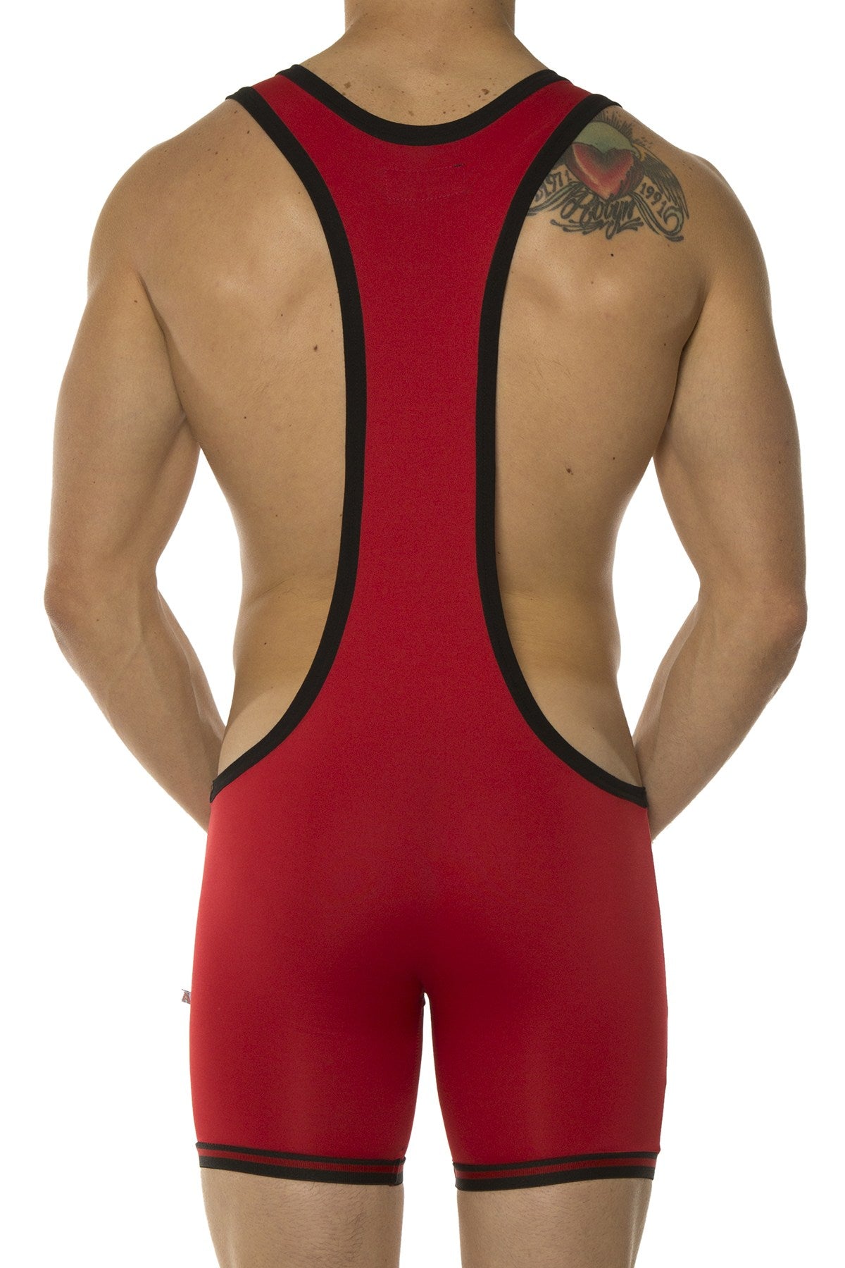 American Jock Red Zephyr Mesh Wrestling Singlet