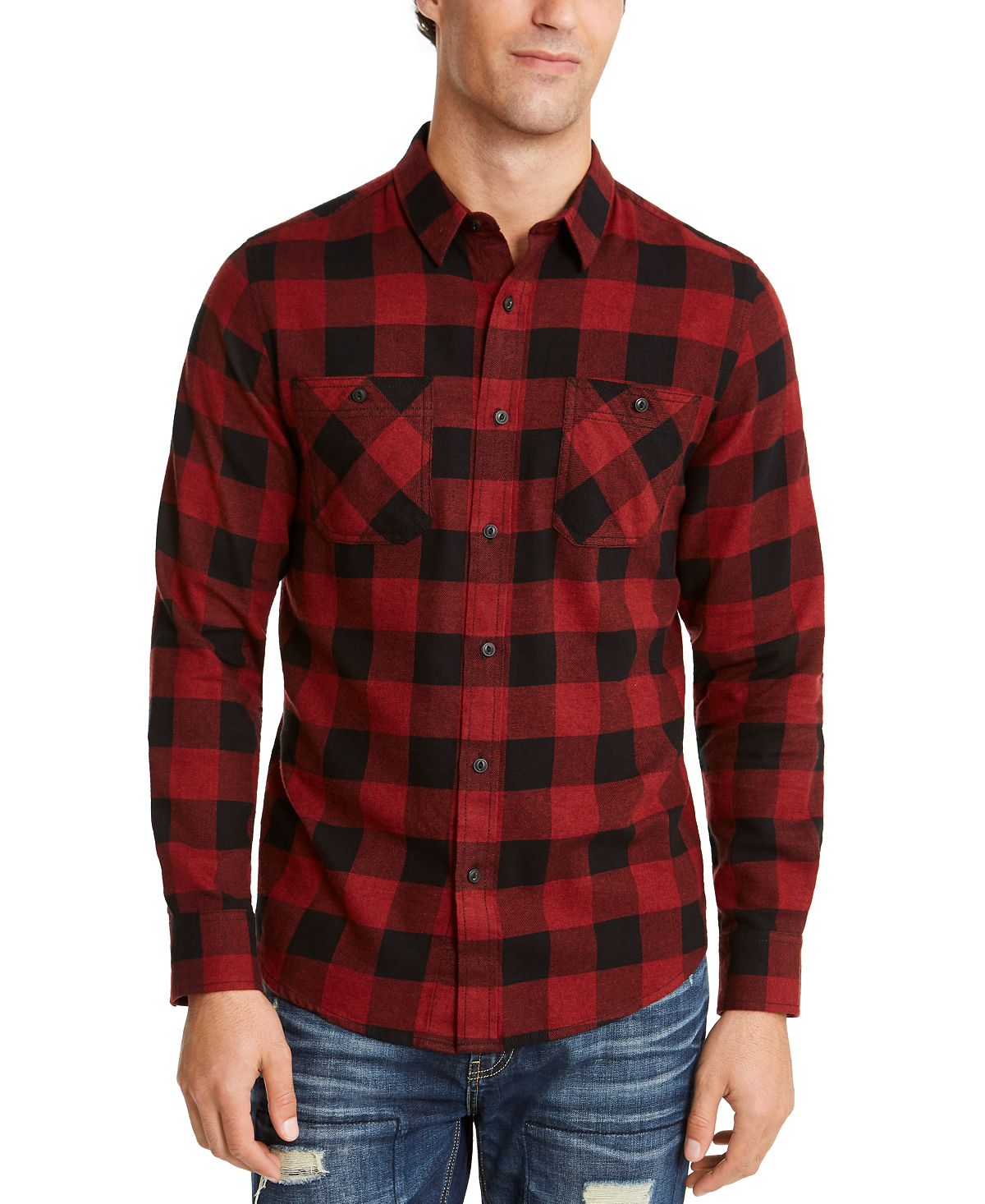 American Rag Austin Check Shirt Dark Scarlet