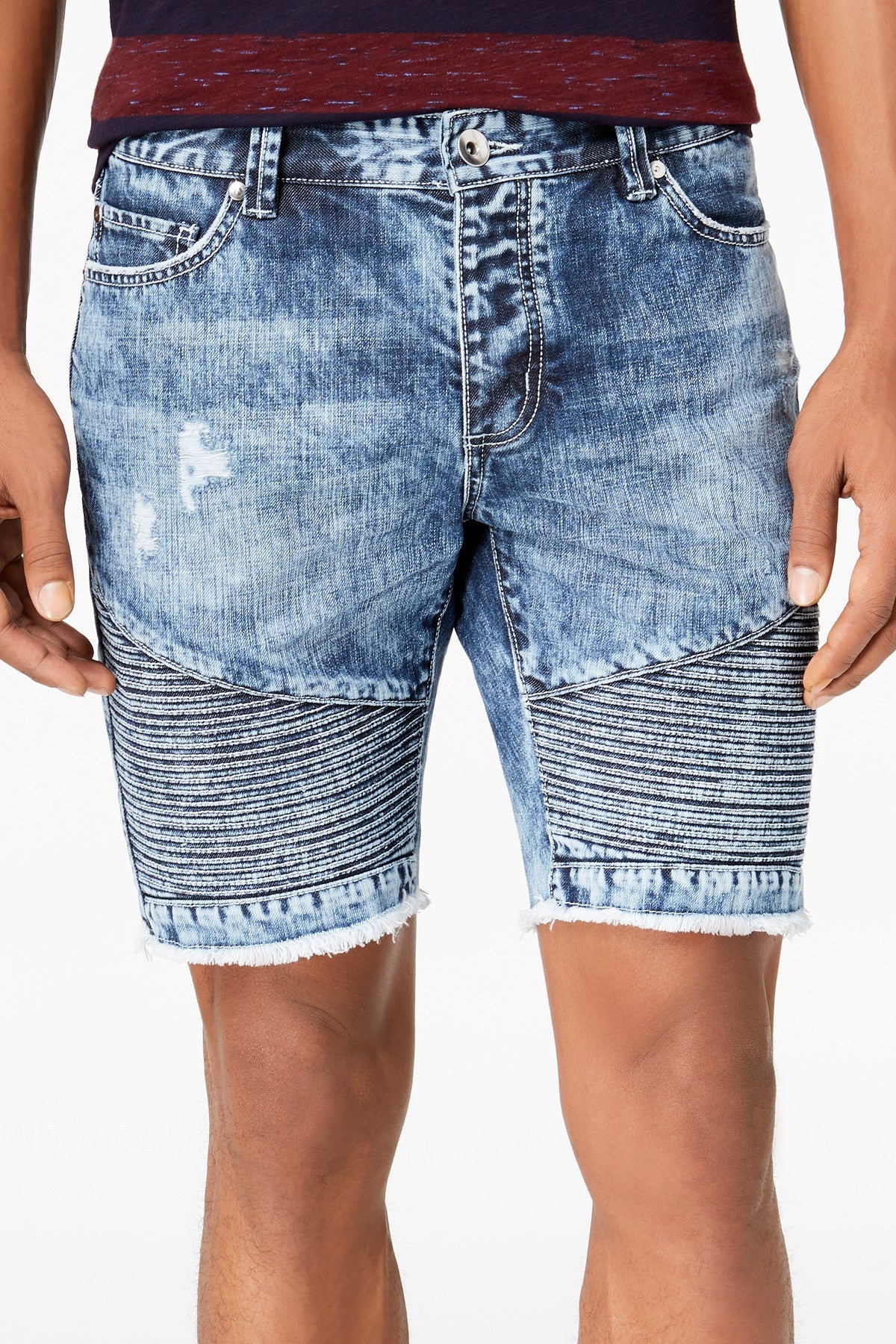 American Rag Cloud Wash Ripped Moto Denim Short