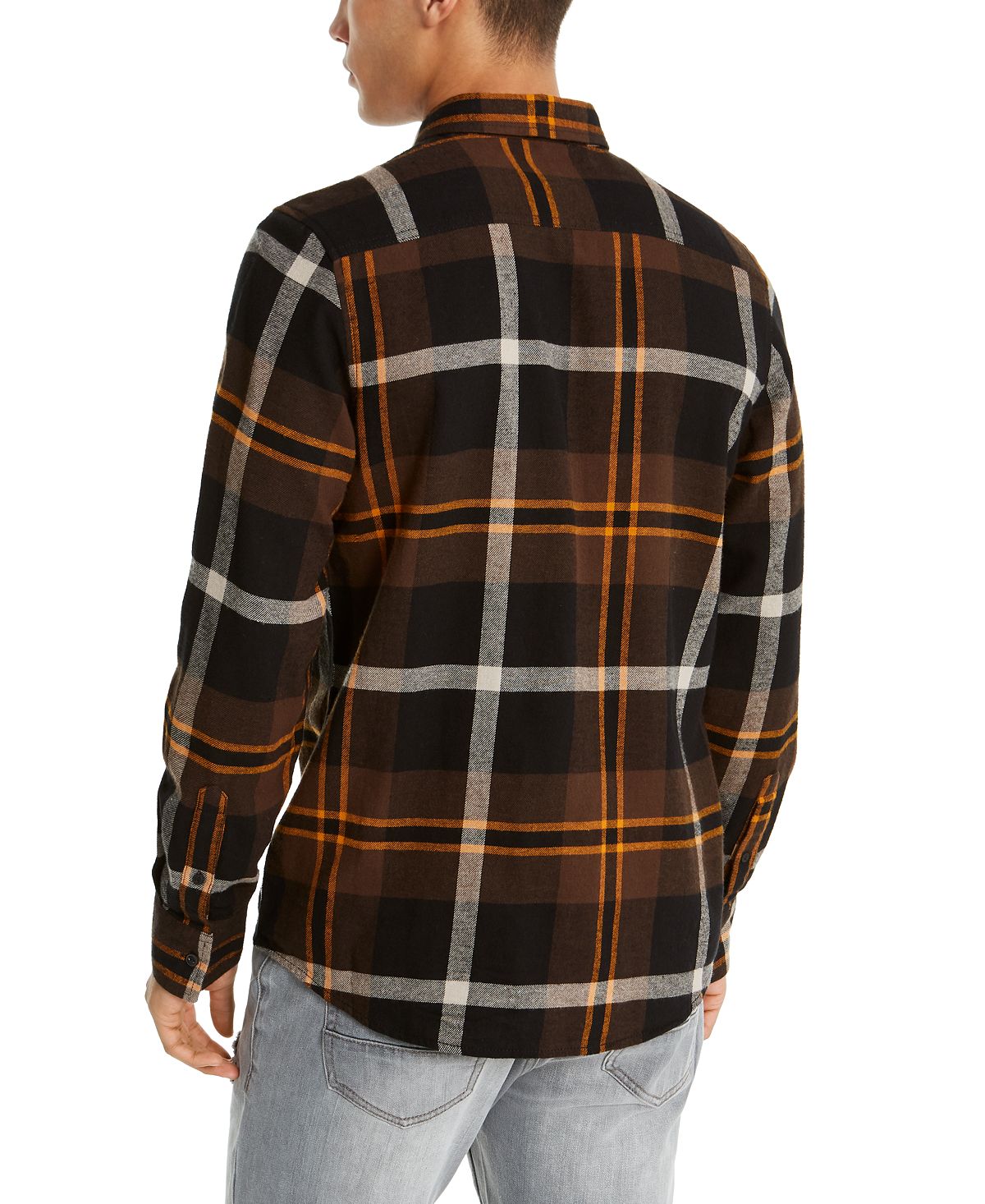 American Rag Drew Plaid Flannel Shirt Deep Black