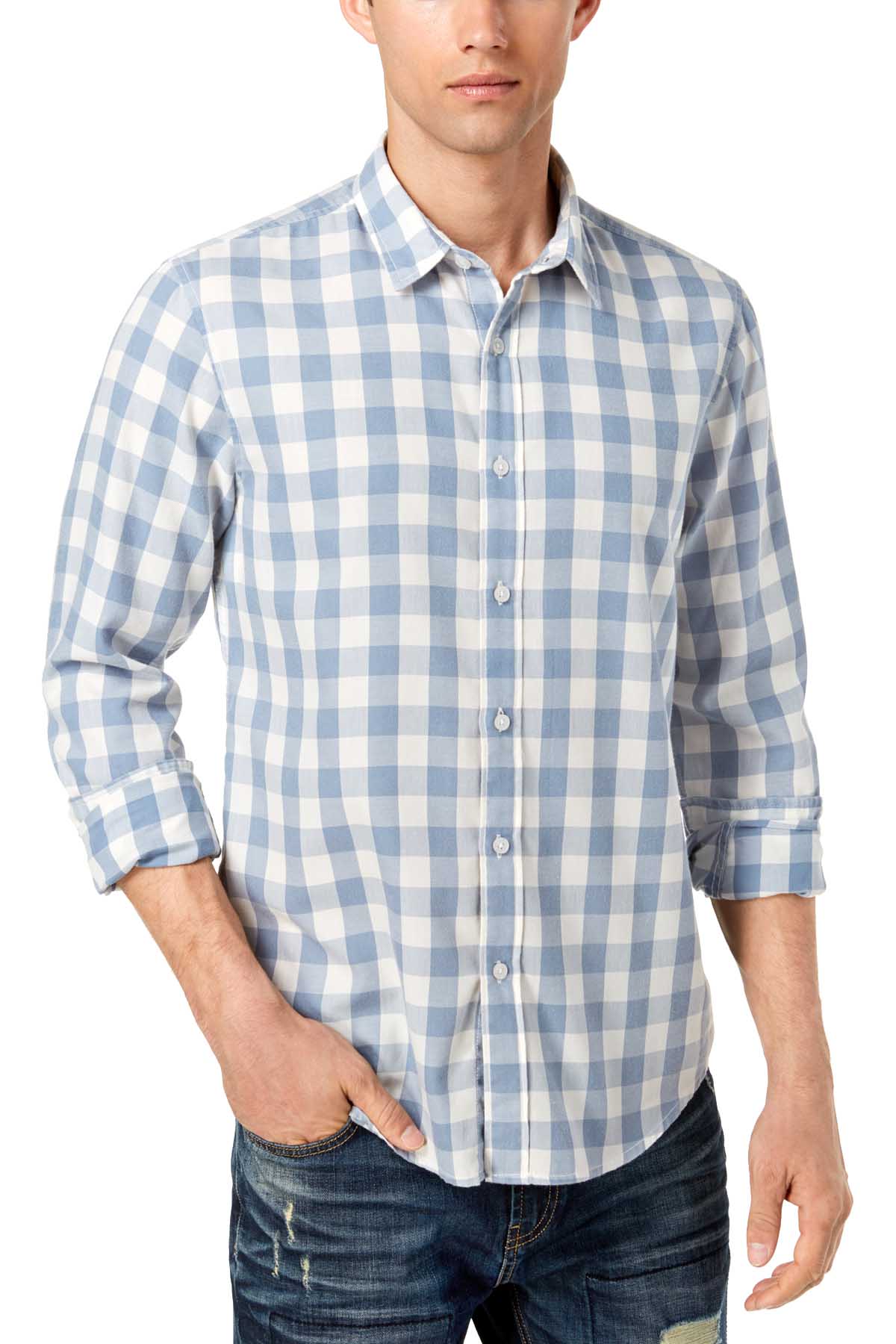 American Rag Fog Blue Check Shirt