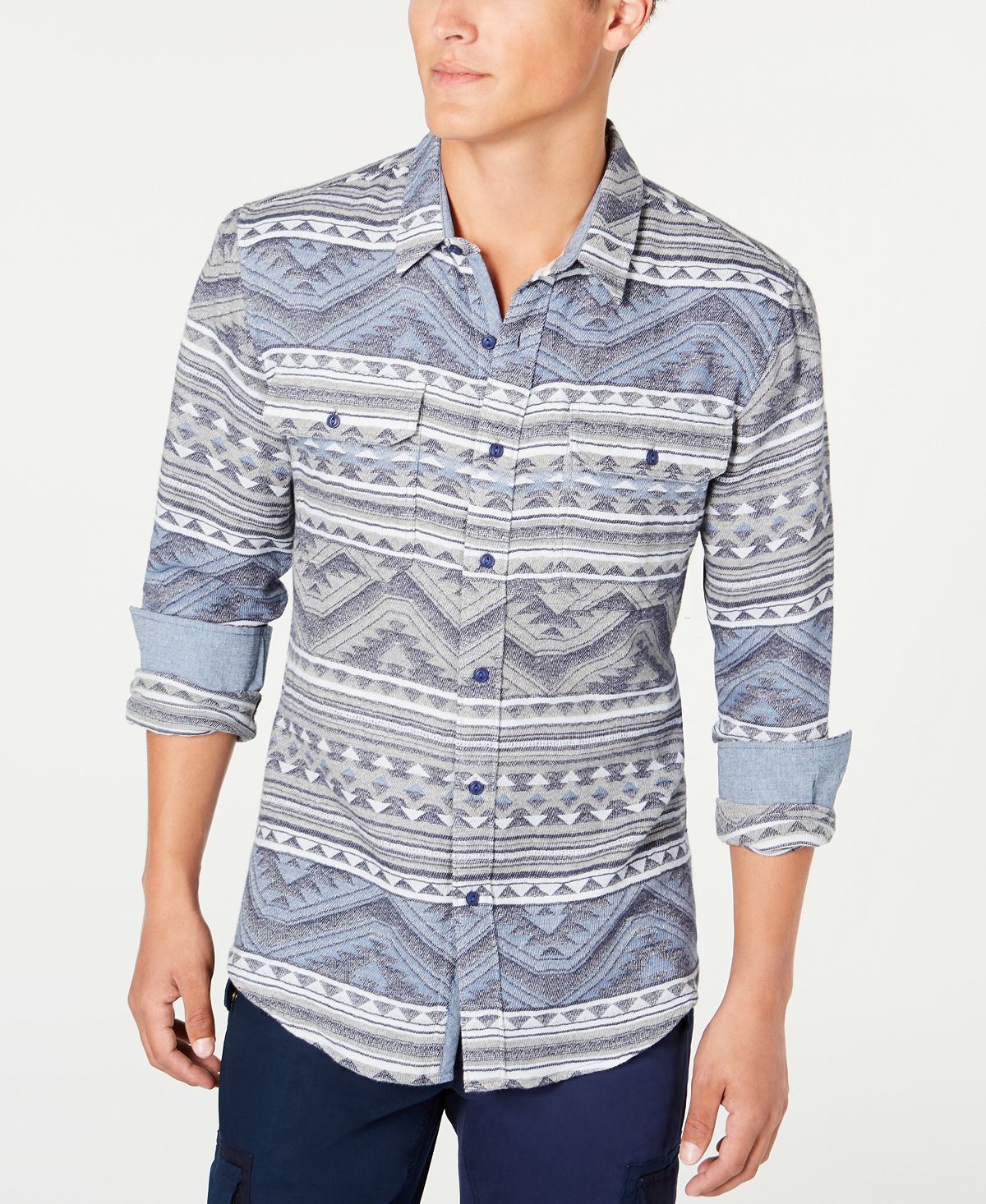 American Rag Geometric Jacquard Shirt Grey