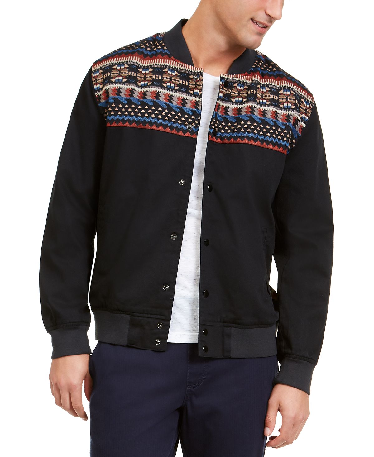 American Rag Jacquard Blocked Jacket Deep Black Cb