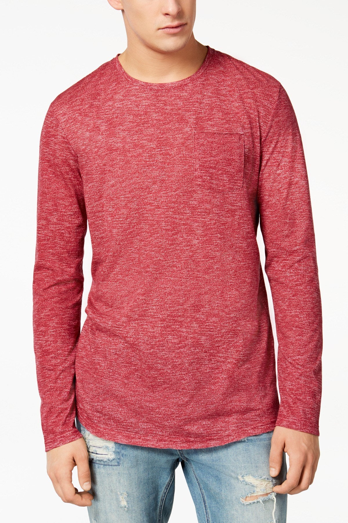 American Rag Worn Red Heathered Long Sleeve T-Shirt