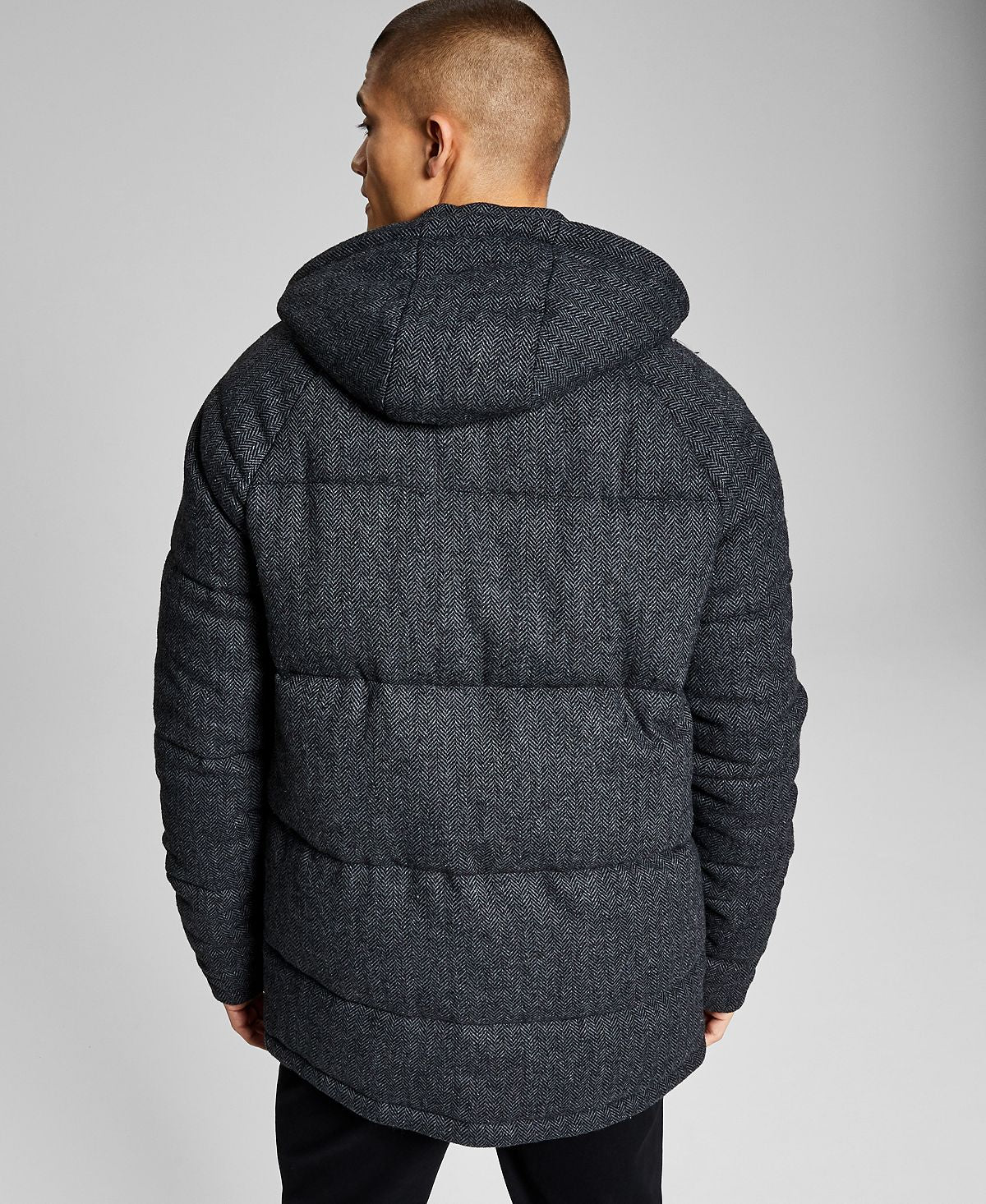 And Now This Herringbone Puffer Jacket Grey