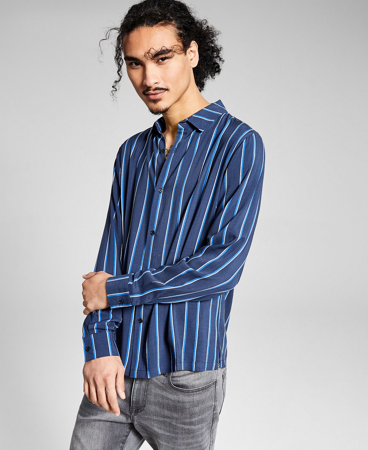 And Now This Striped Long-sleeve Shirt Navy