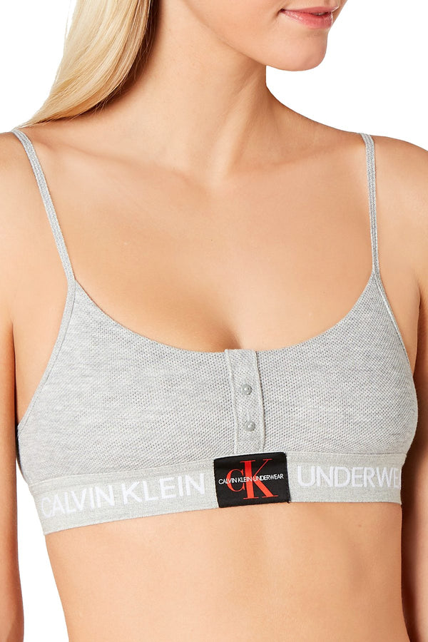 Calvin Klein Underwear White Triangle Monogram Mesh Bra Calvin