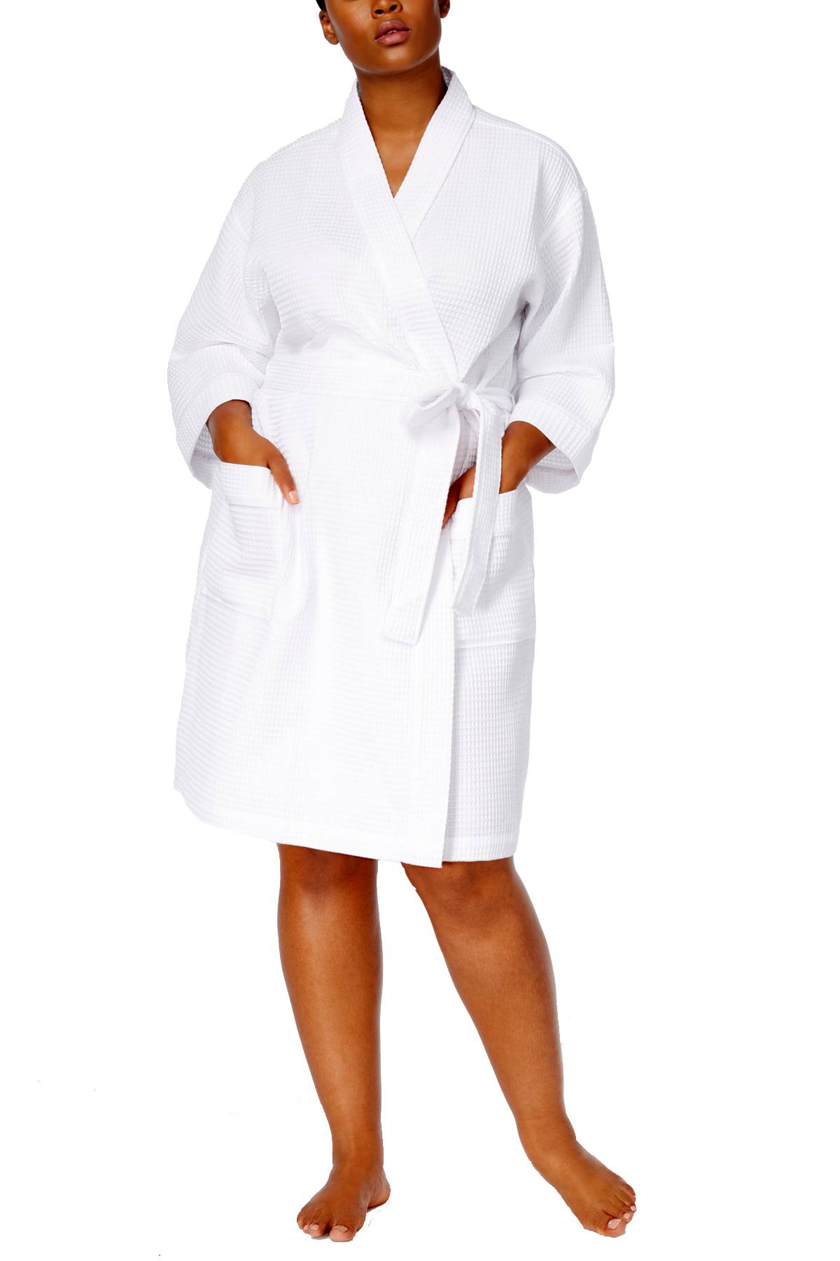 Charter Club Intimates PLUS Bright-White Waffle-Weave Wrap Robe | CheapUndies