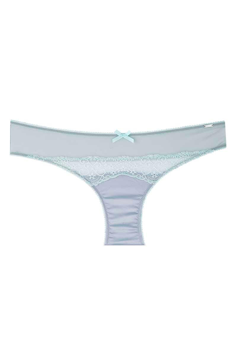 Christian Lacroix Pearl & Blue Glass Lace-Accent Satin Bikini | CheapUndies