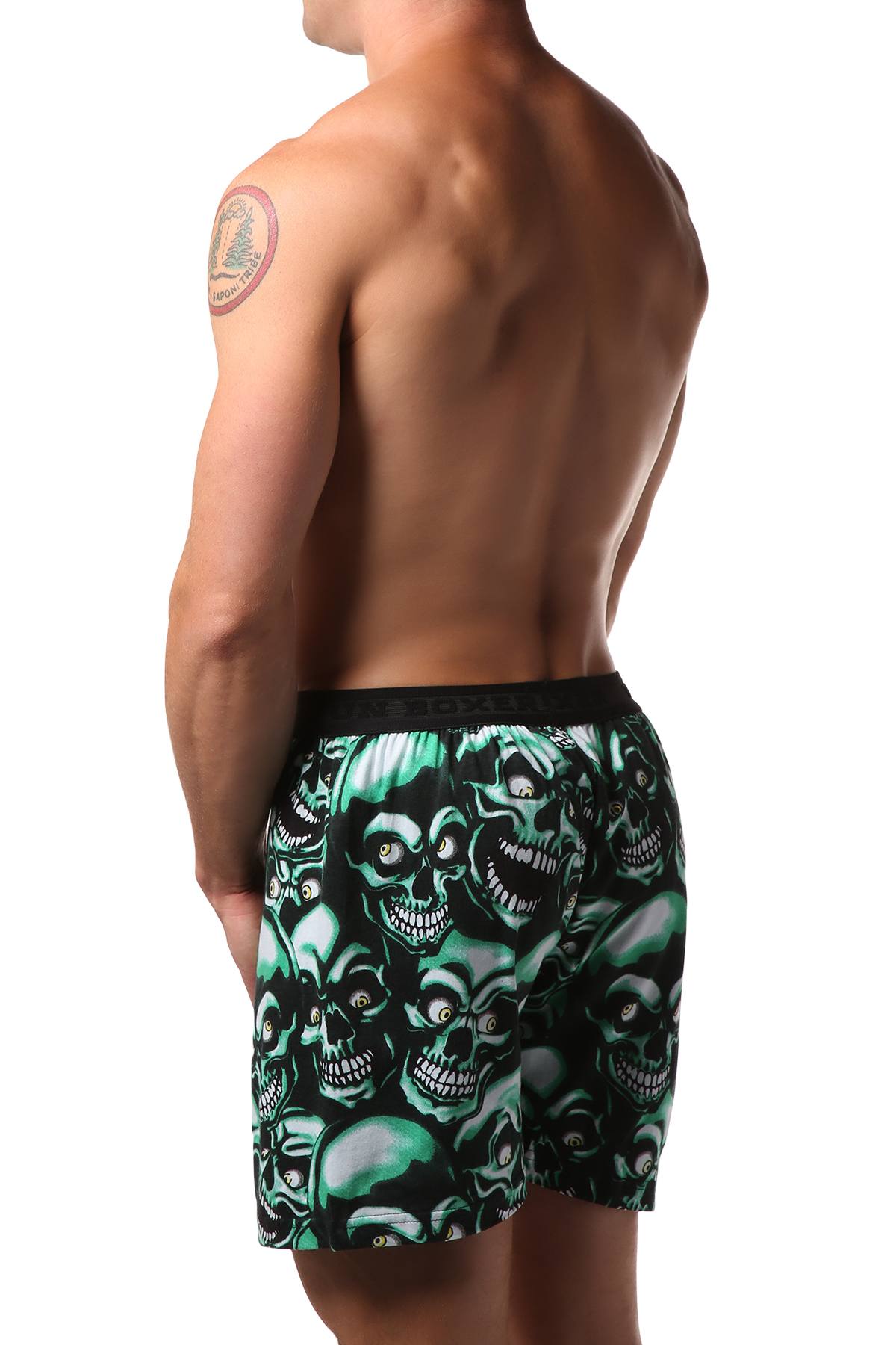 Fun Boxers Green Creepy Skulls Boxer Short Cheapundies 6386