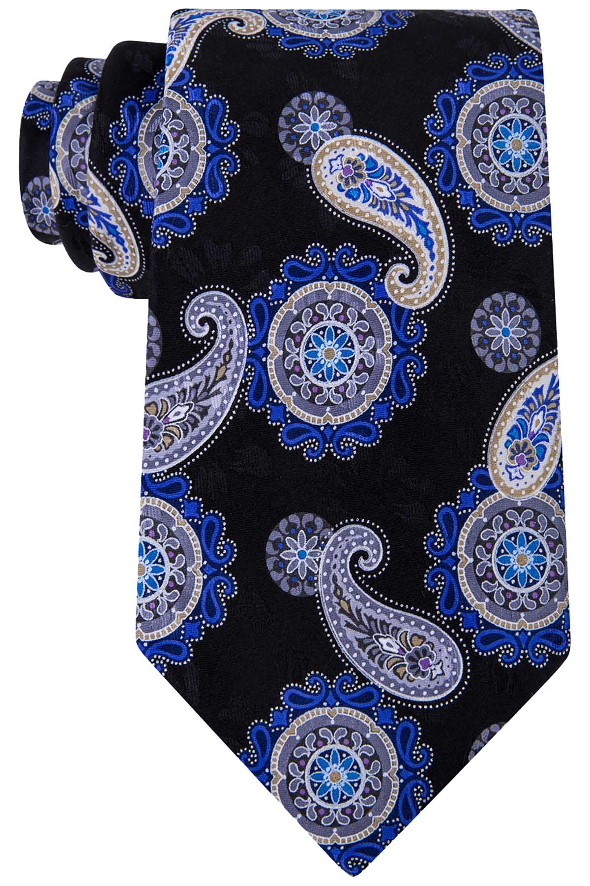 Geoffrey Beene Black/Blue Paisley Medallion Tie – CheapUndies