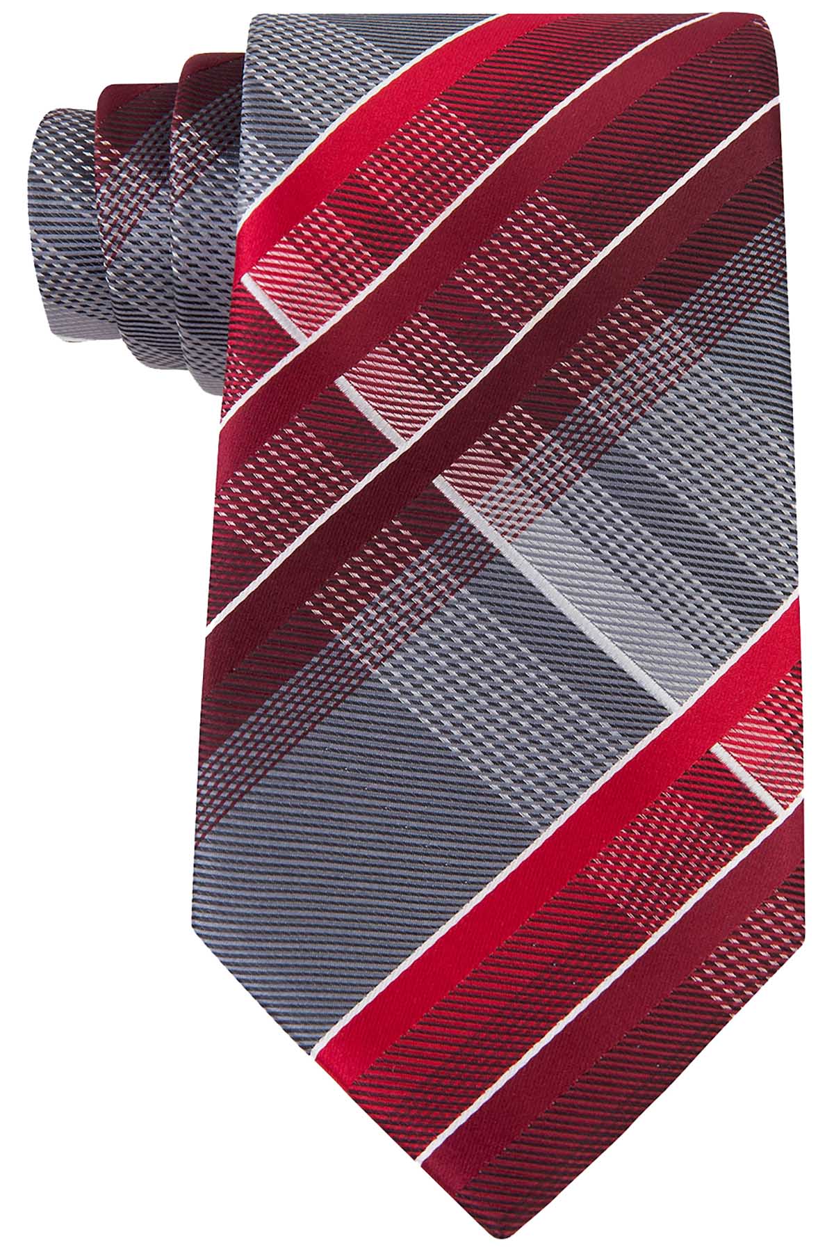 Geoffrey Beene Red/Grey Fearless Plaid Tie
