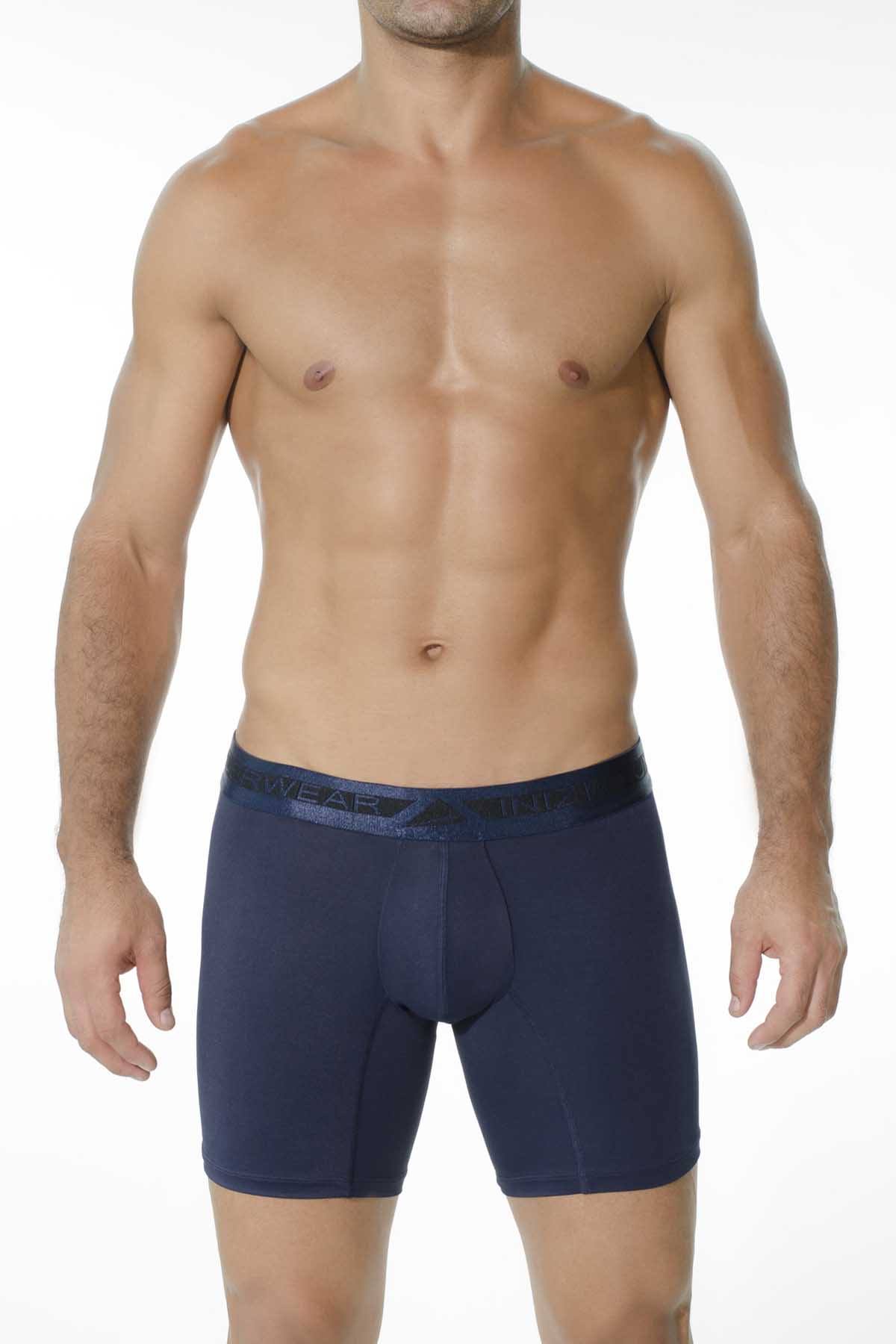 INIZIO Blue Long Microfiber Boxer Brief | CheapUndies