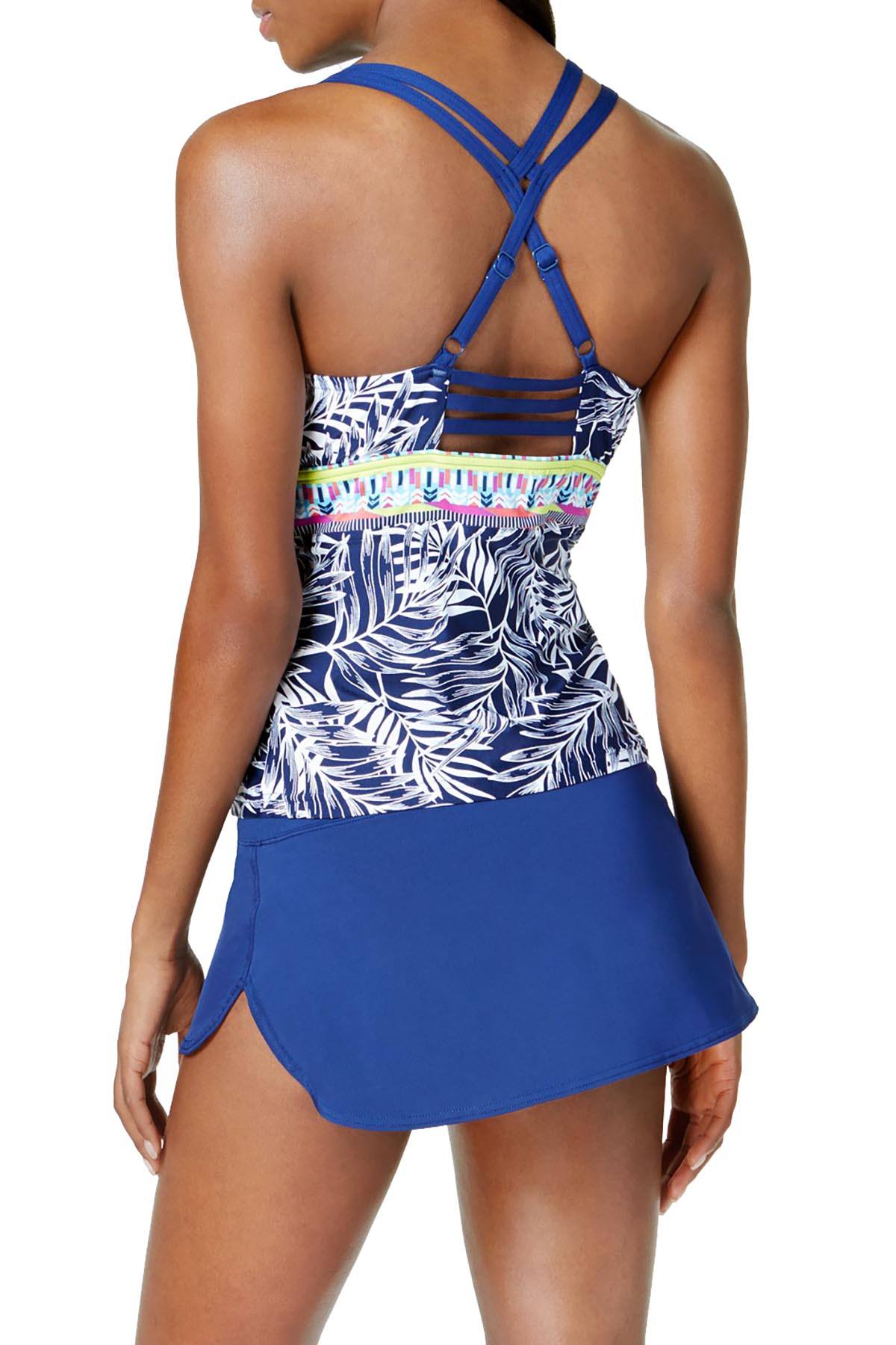 JAG Navy Tropical Palm D-Cup Underwire Tankini Top | CheapUndies