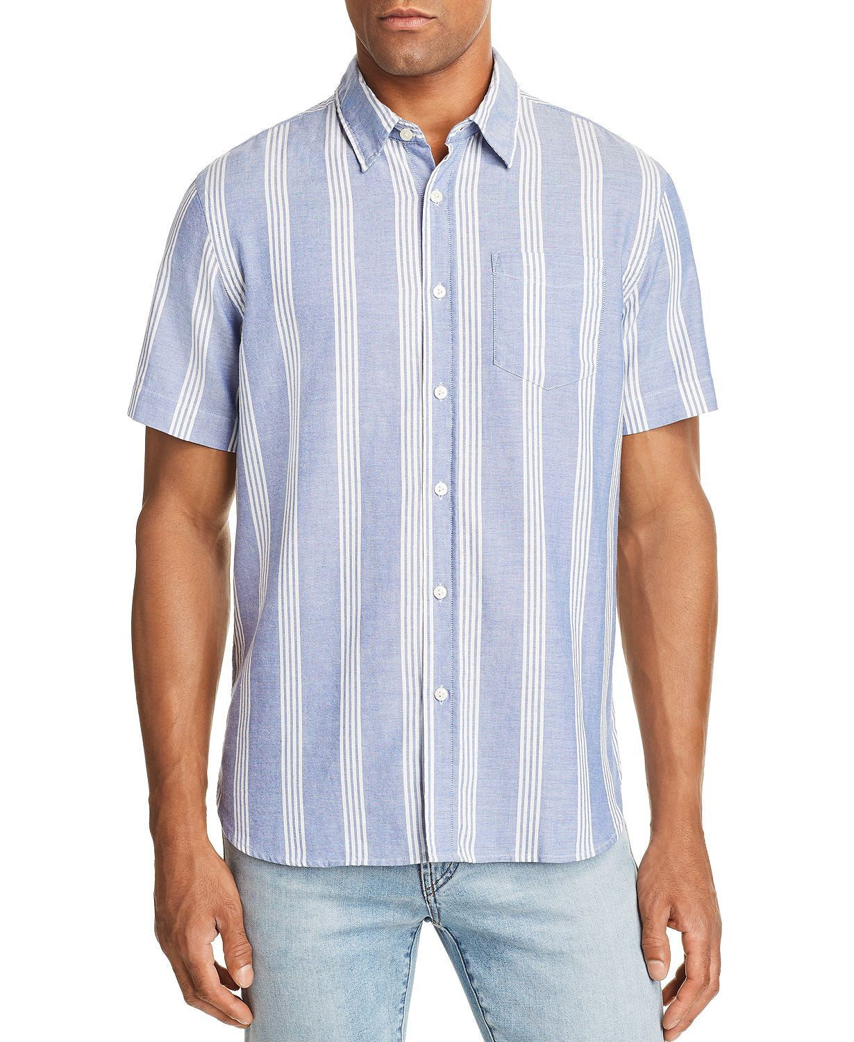 Jachs Ny Wide-stripe Regular Fit Button-down Shirt Blue/white – CheapUndies