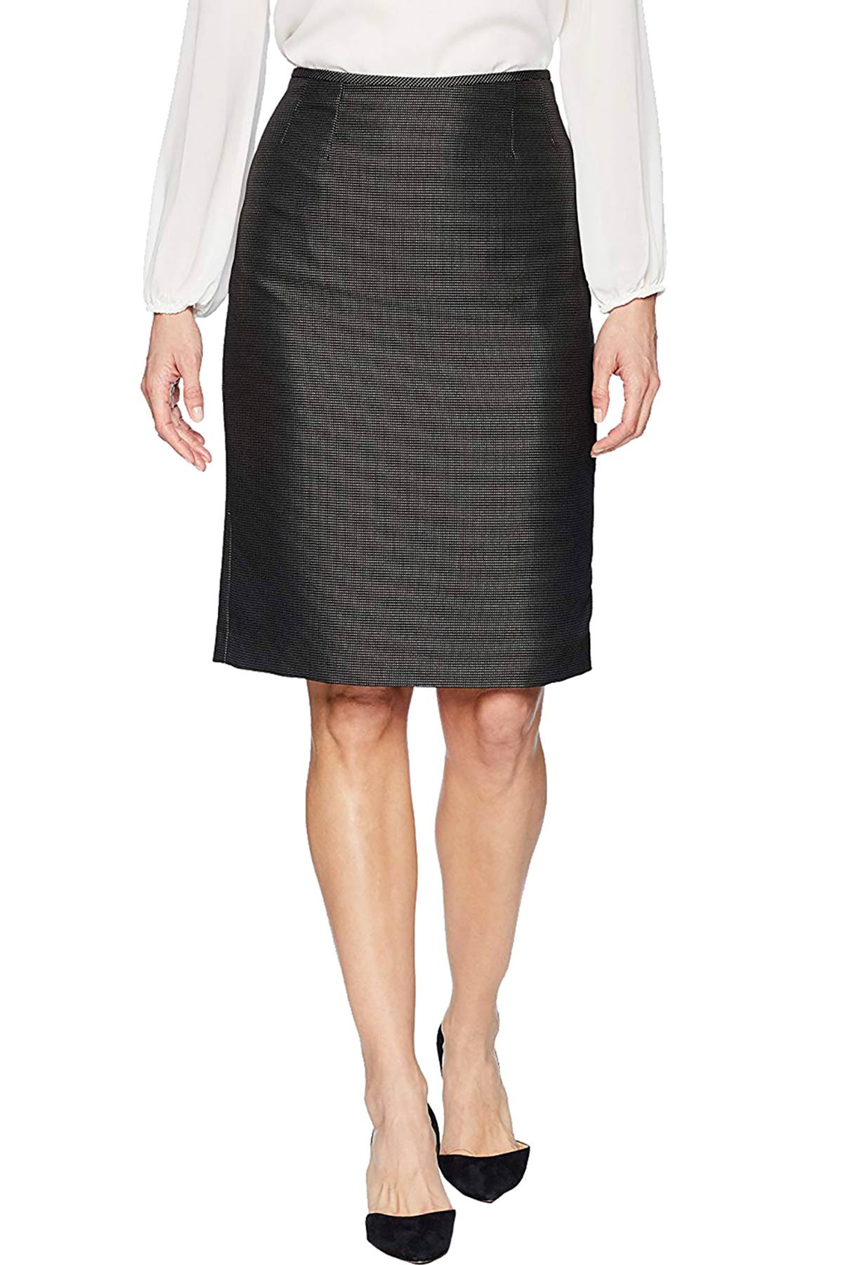 Le Suit Black/White Pin-dot Classic Pencil Suit Skirt | CheapUndies