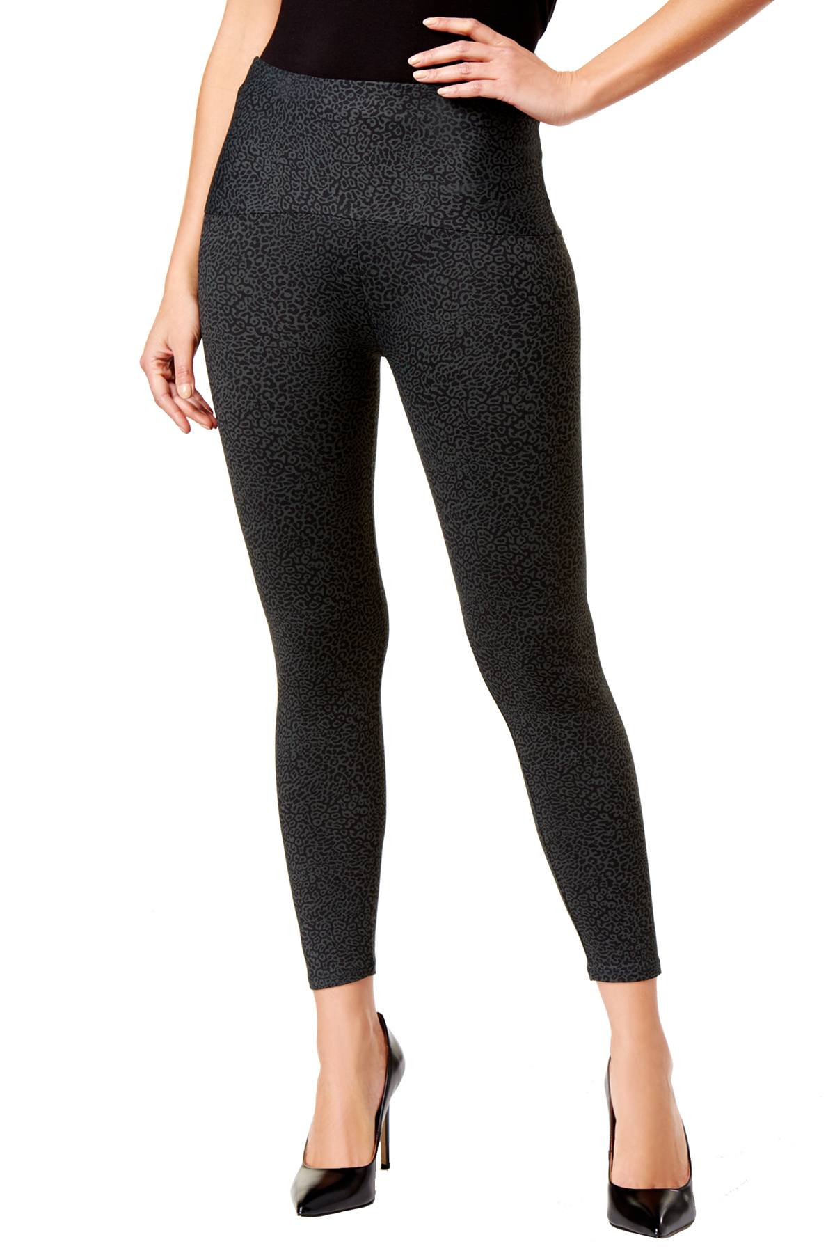 Leonisa Dark grey Leopard Firm Tummy Control Compression Legging ...