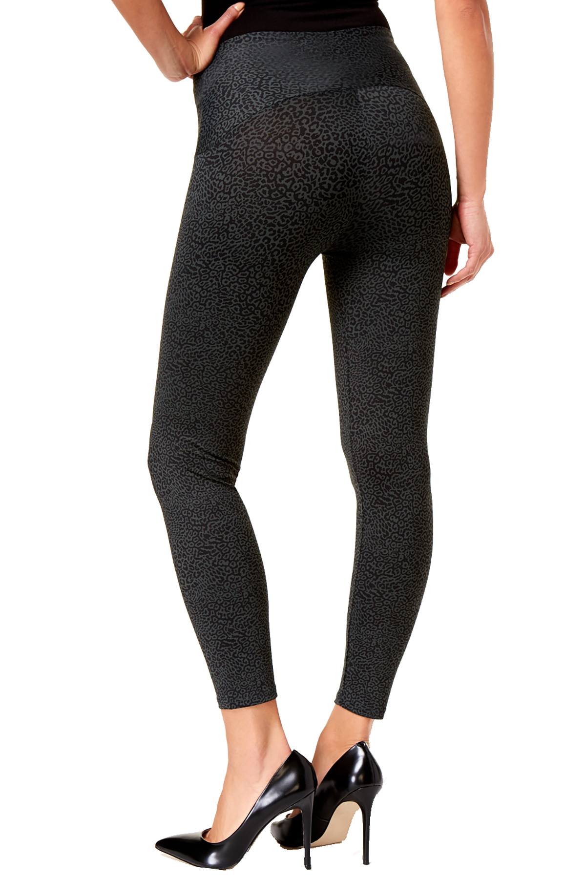 Leonisa Dark grey Leopard Firm Tummy Control Compression Legging ...