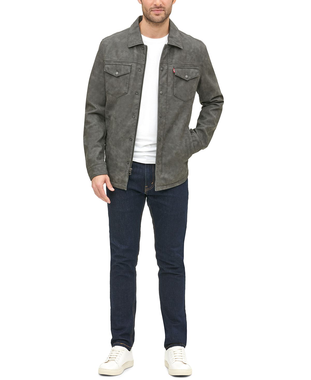 Levi's Faux Leather Shirt Jacket Dark Grey – CheapUndies