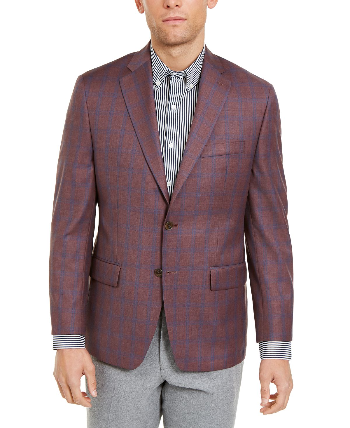 Michael Kors Classic-fit Burgundy/blue Plaid Sport Coat Berry/blue –  CheapUndies