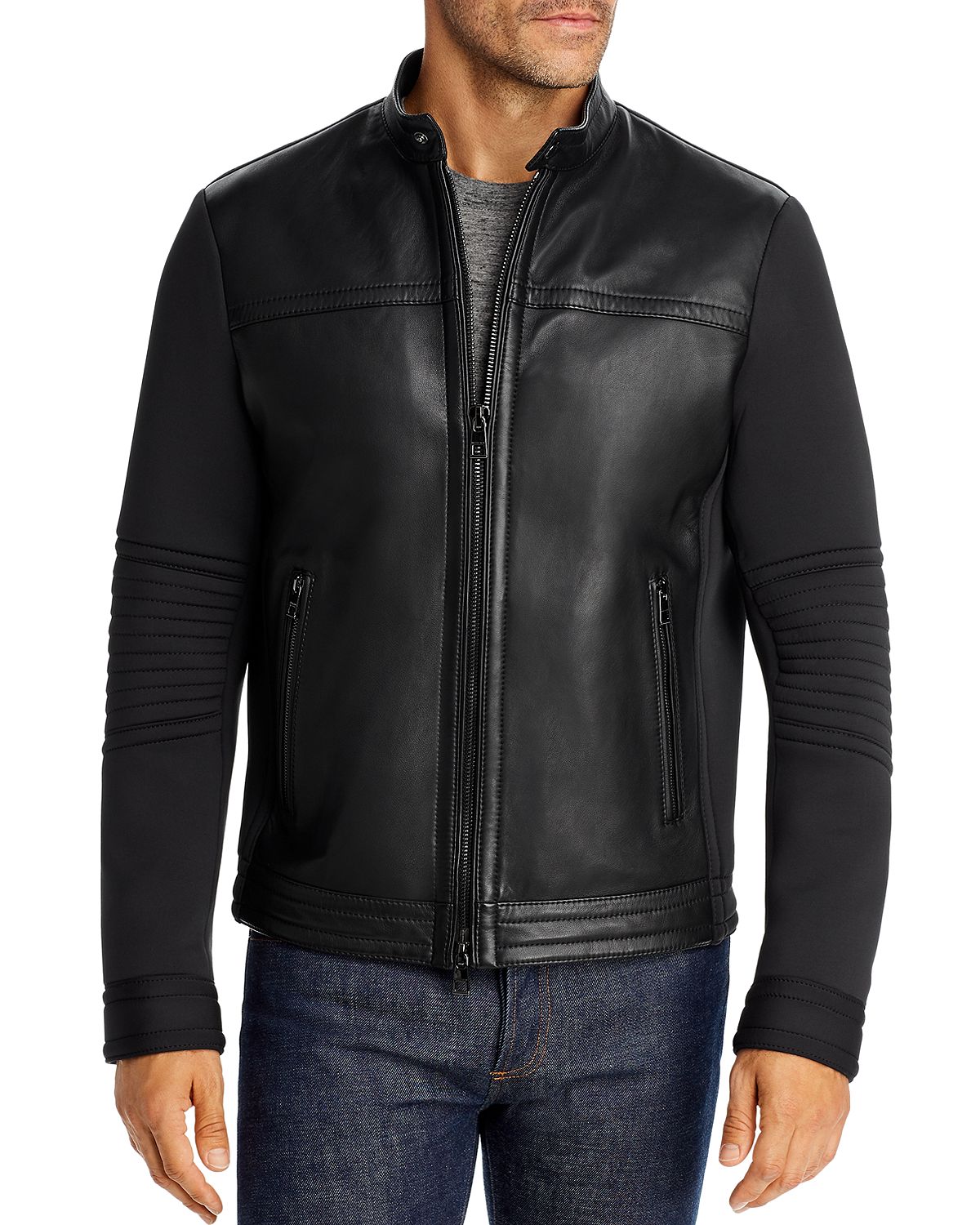 Michael Kors Mixed-media Racer Bomber Jacket Black | CheapUndies