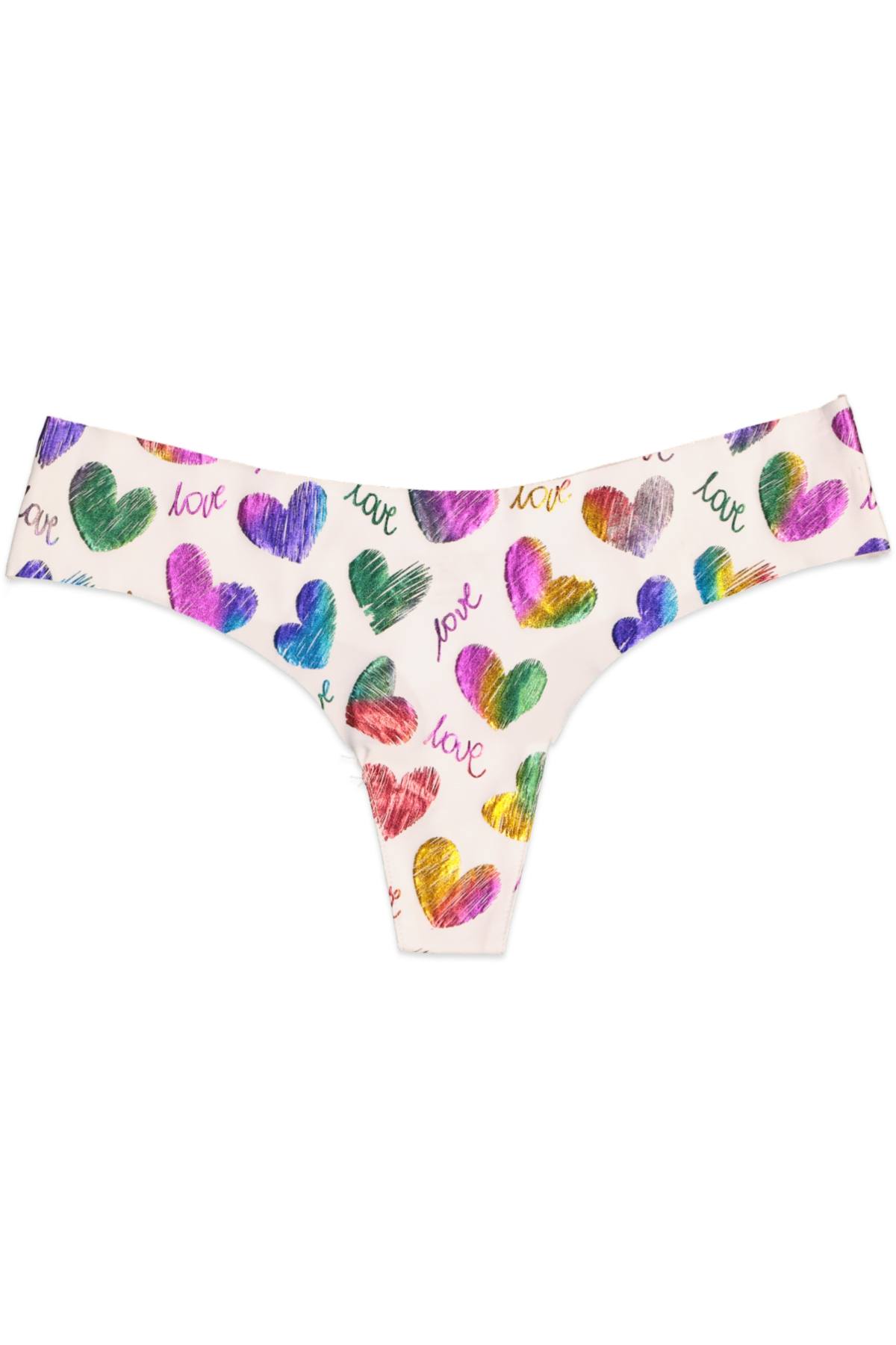 Native Intimates White Rainbow Heart Thong Cheapundies